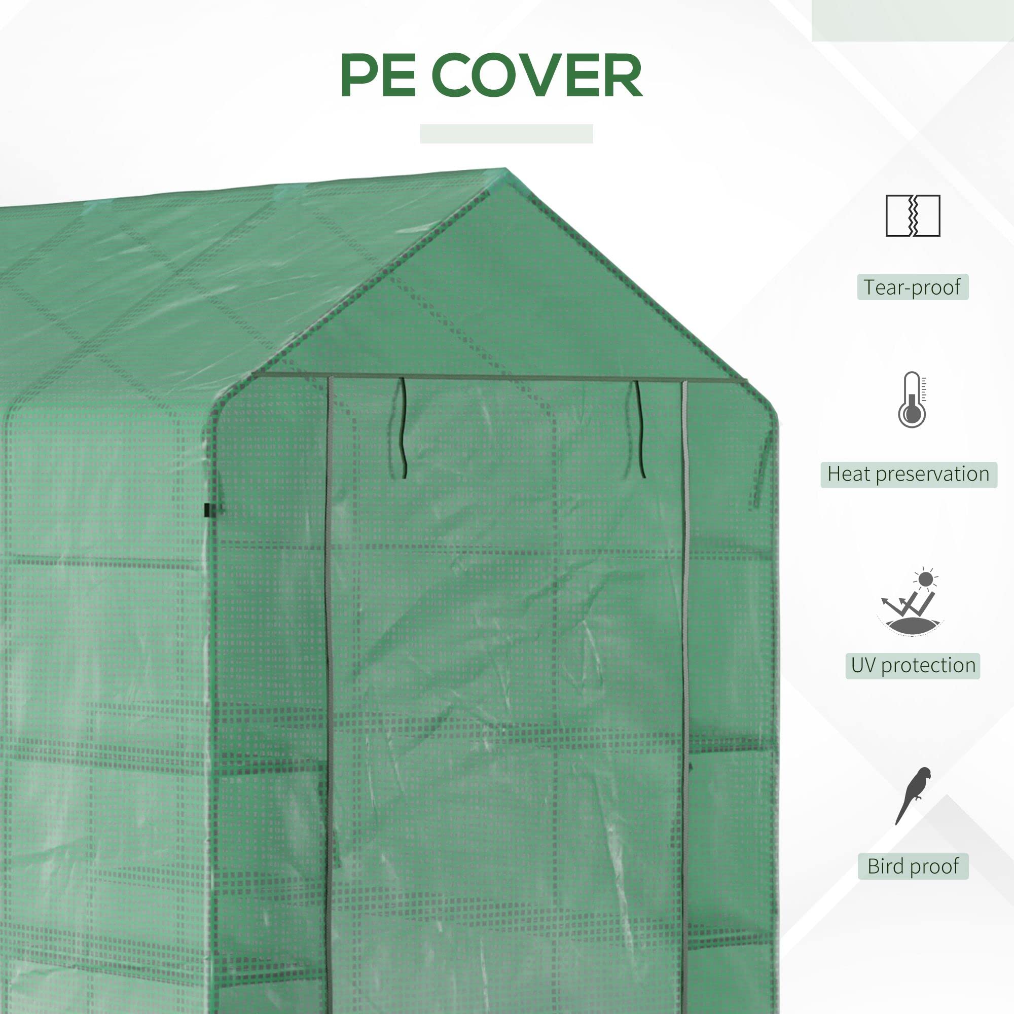 Outsunny 7' x 5' x 6' Walk-in Greenhouse for Outdoor Gardening with Mesh Door, 18 Shelves & Trellis - UV Protected Plant House for Growing Flowers, Herbs, Vegetables & Saplings | Perfect for Backyard, Patio & Small Garden Spaces