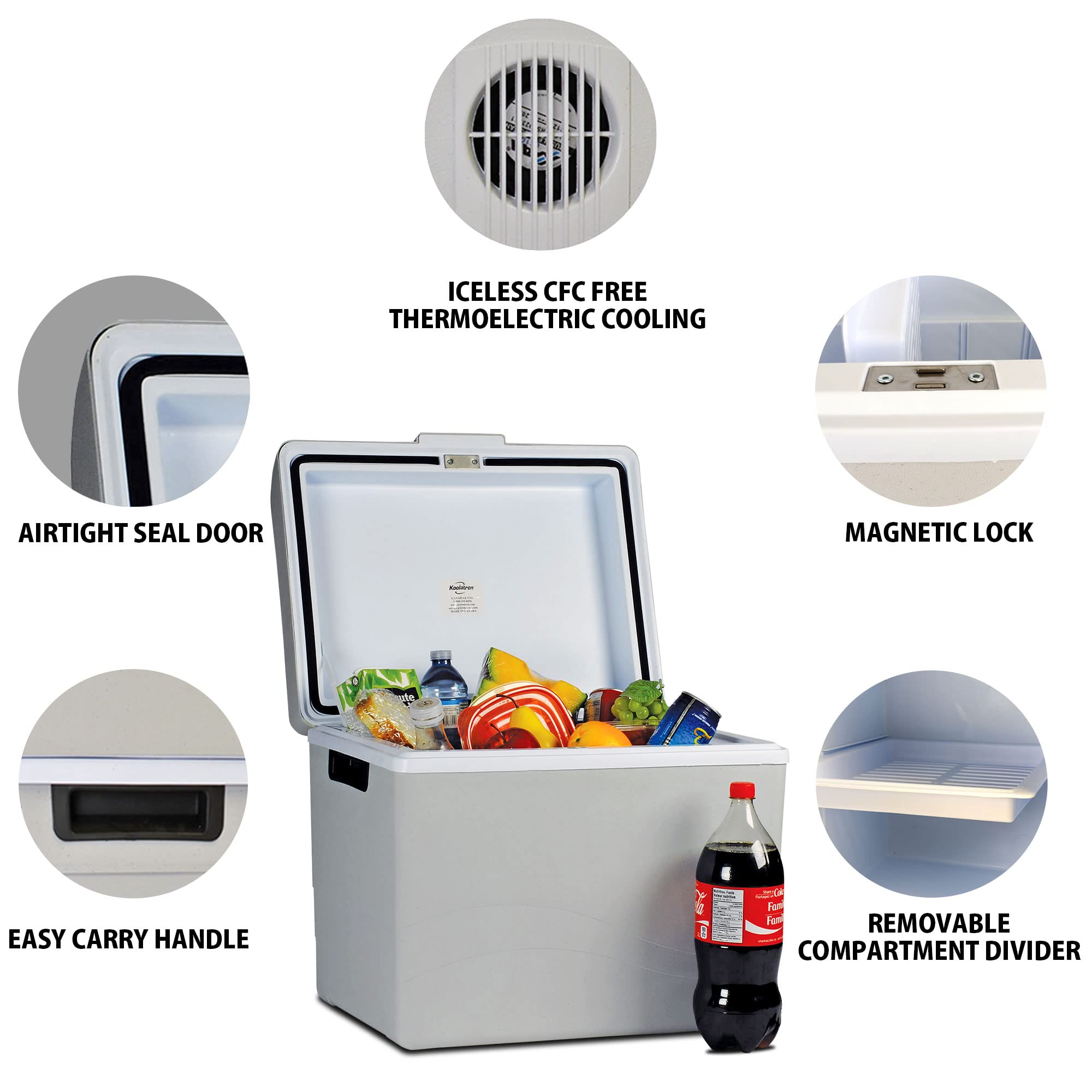 Koolatron 45 Quart Portable Electric Cooler & Warmer - 12V Car Refrigerator for Camping, Travel, Road Trips, Boats & Trucks | Insulated Hard-Sided Cooler for Food & Drinks | Perfect for Picnics, Beach Days & Outdoor Adventures