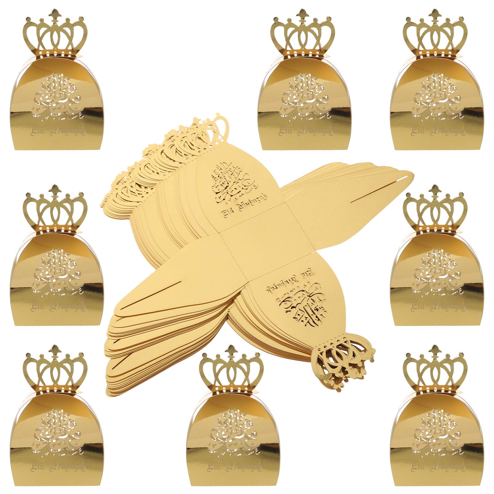 25Pcs Eid Mubarak Candy Box Crown - Ramadan Muslim Paper Gift Bags for Wedding, Bridal Shower, Baby Shower & Birthday Party Favors | Elegant Treat Boxes for Islamic Celebrations, Festive Gatherings and Special Occasions