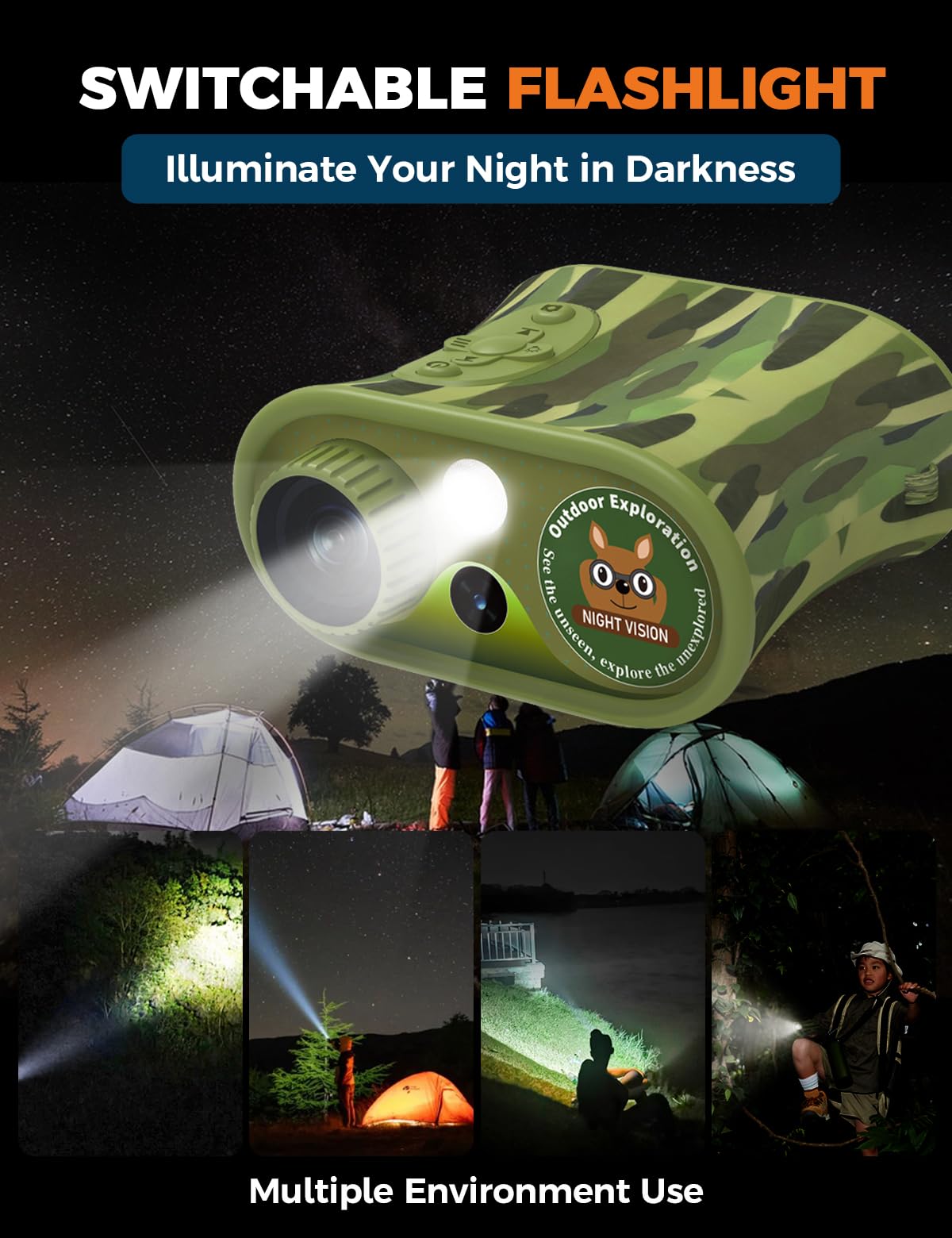 **2.5K UHD Night Vision Binoculars for Kids - Christmas & Birthday Gifts for Boys & Girls, Kids Camera with Flashlight & 32GB TF Card - Perfect for Outdoor Adventures, Camping, and Wildlife Exploration**