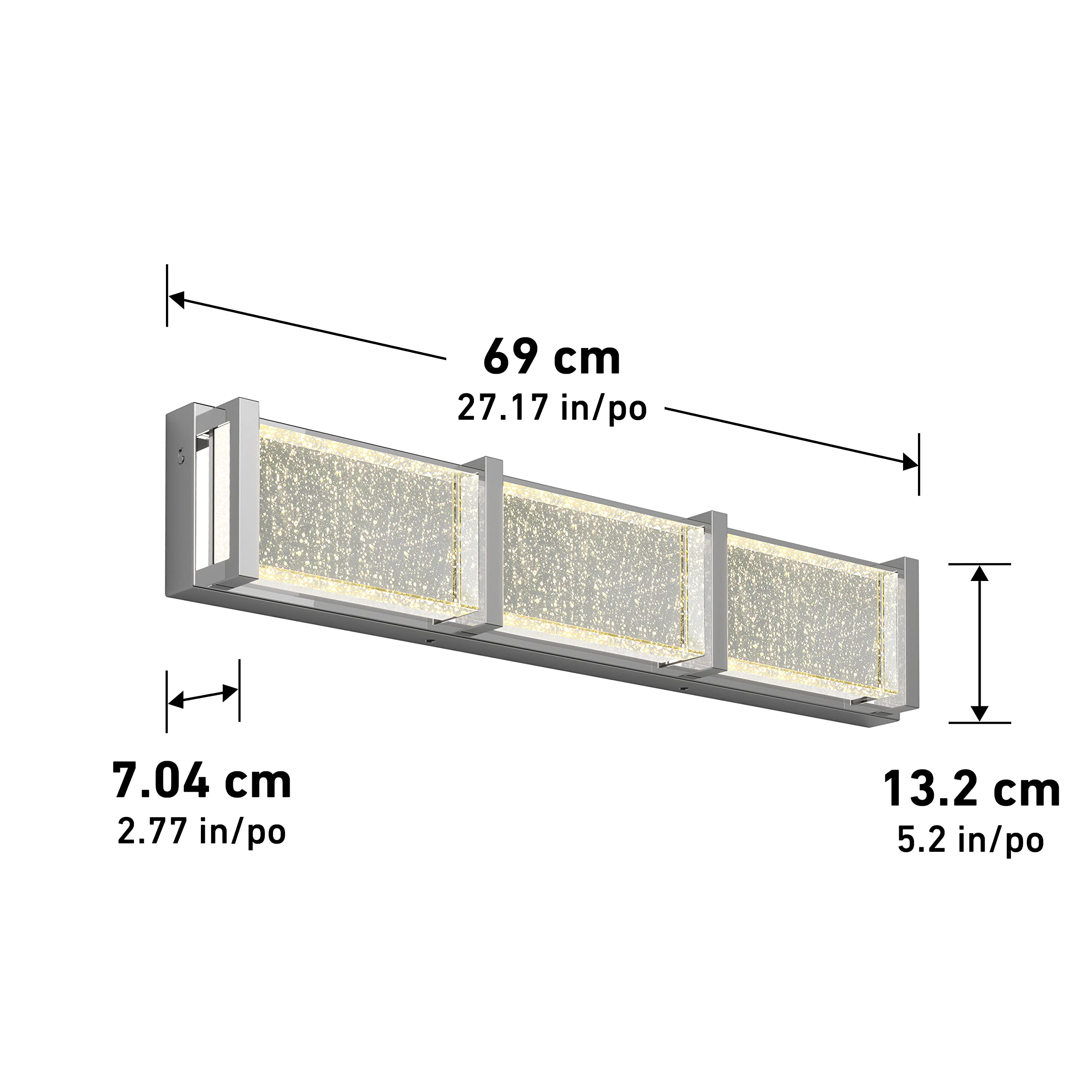 Artika Subway 20W LED Modern Vanity Light Fixture in Chrome - Energy Efficient Bathroom Lighting with 1100 Lumens, 3500K Warm White, Bubble Glass Diffuser (No Bulb Required) - Perfect for Bathroom Vanity, Makeup Mirror, and Dressing Room Lighting