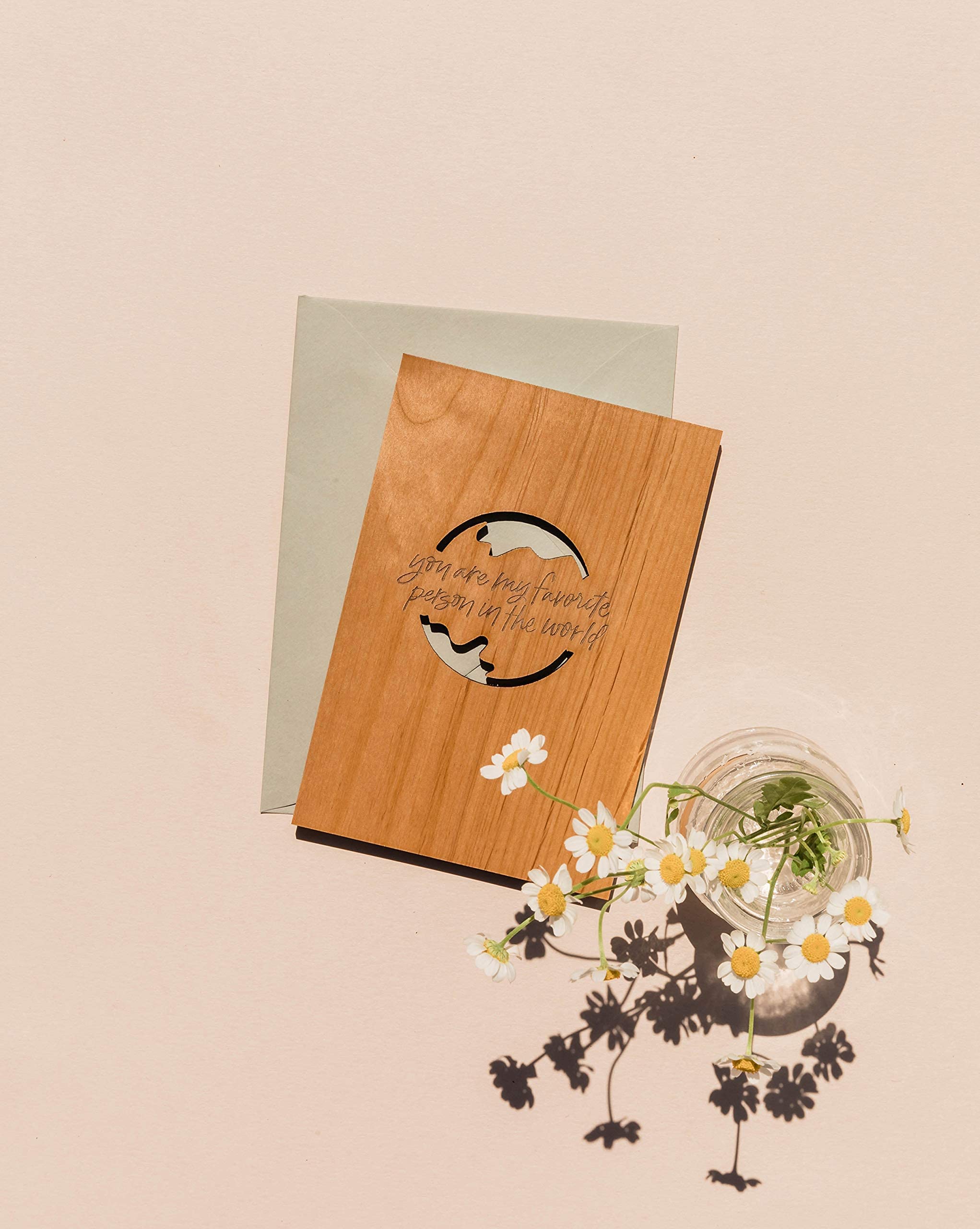 Handmade 'Favorite Person in the World' Wooden Card - Unique Anniversary, Wedding & Birthday Gift for Loved Ones | Perfect for Romantic Surprises & Special Occasions