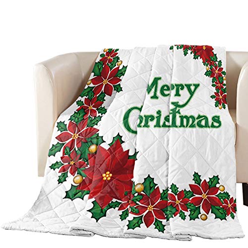 Libaoge Collection Quilted Bedspread - Oversized Queen Size Christmas Themed Floral Comforter with Cotton Fill | Soft Premium Coverlet for Bed, Couch & Sofa | Perfect for Holiday Decor & Cozy Winter Nights