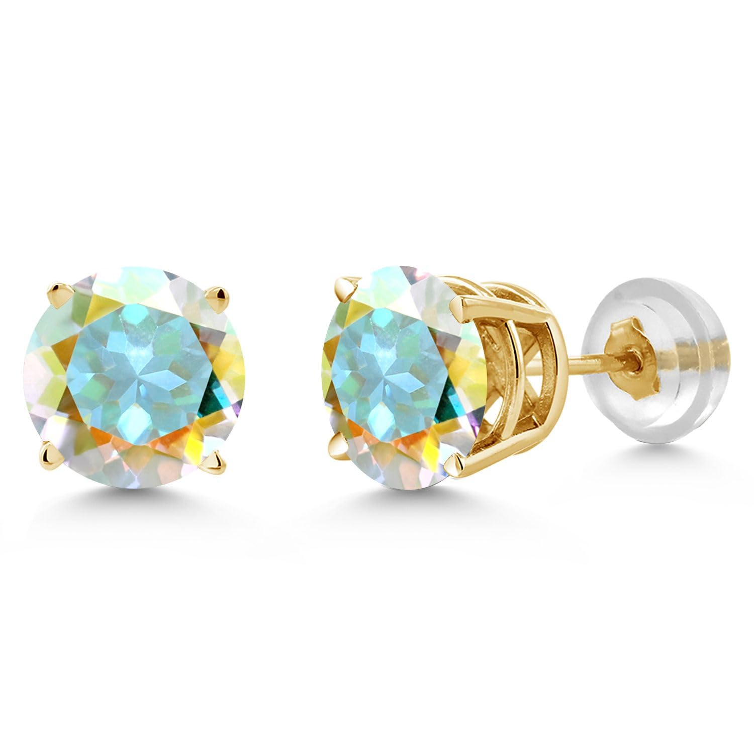 14K Yellow Gold Gemstone Birthstone Stud Earrings for Women & Men | 6MM Round Cut | Personalized Zodiac Jewelry Gift | Perfect for Birthdays, Anniversaries & Special Occasions