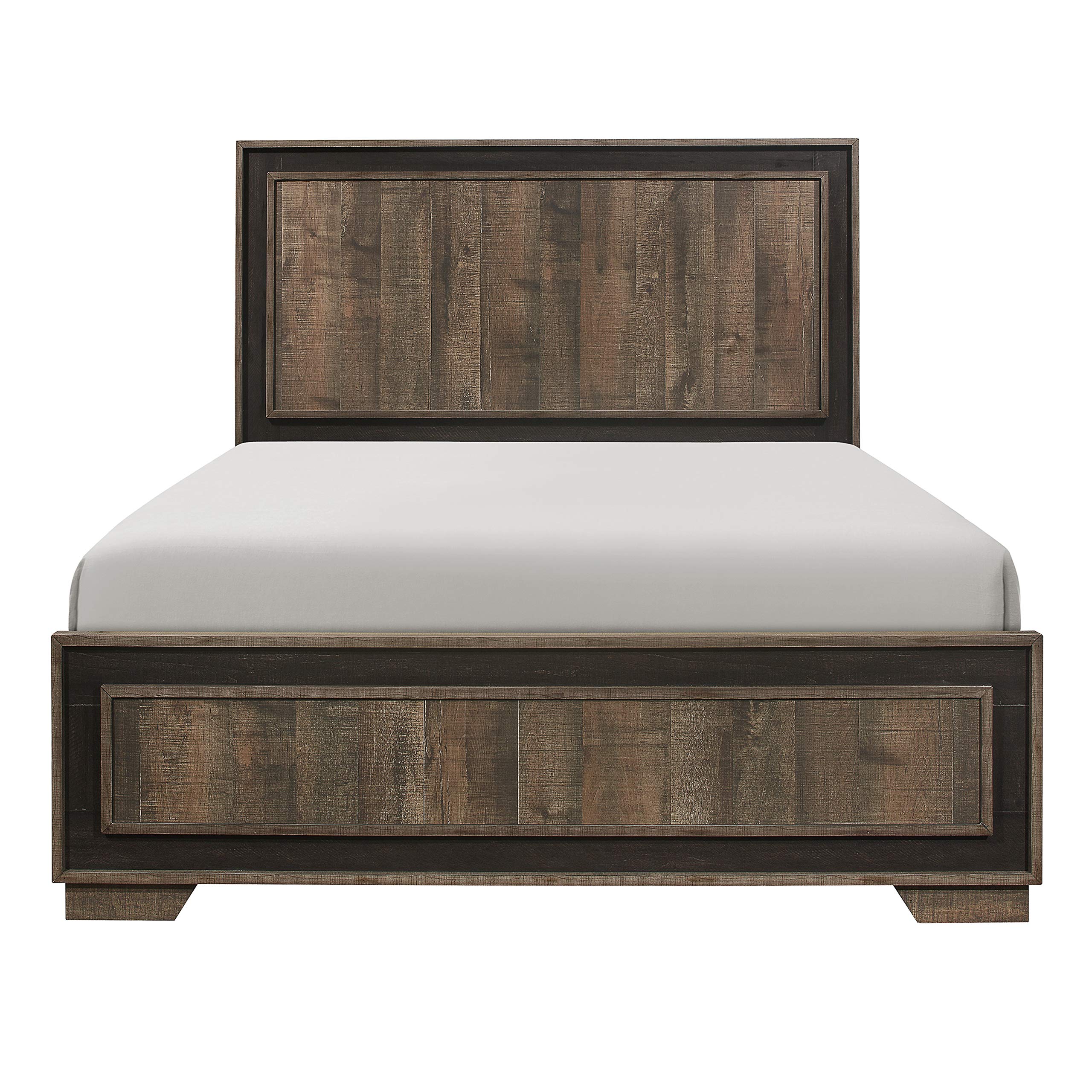 Lexicon Ennis Panel Bed - Full Size Two-Tone Wooden Bed Frame with Headboard | Modern Bedroom Furniture for Guest Rooms & Master Suites