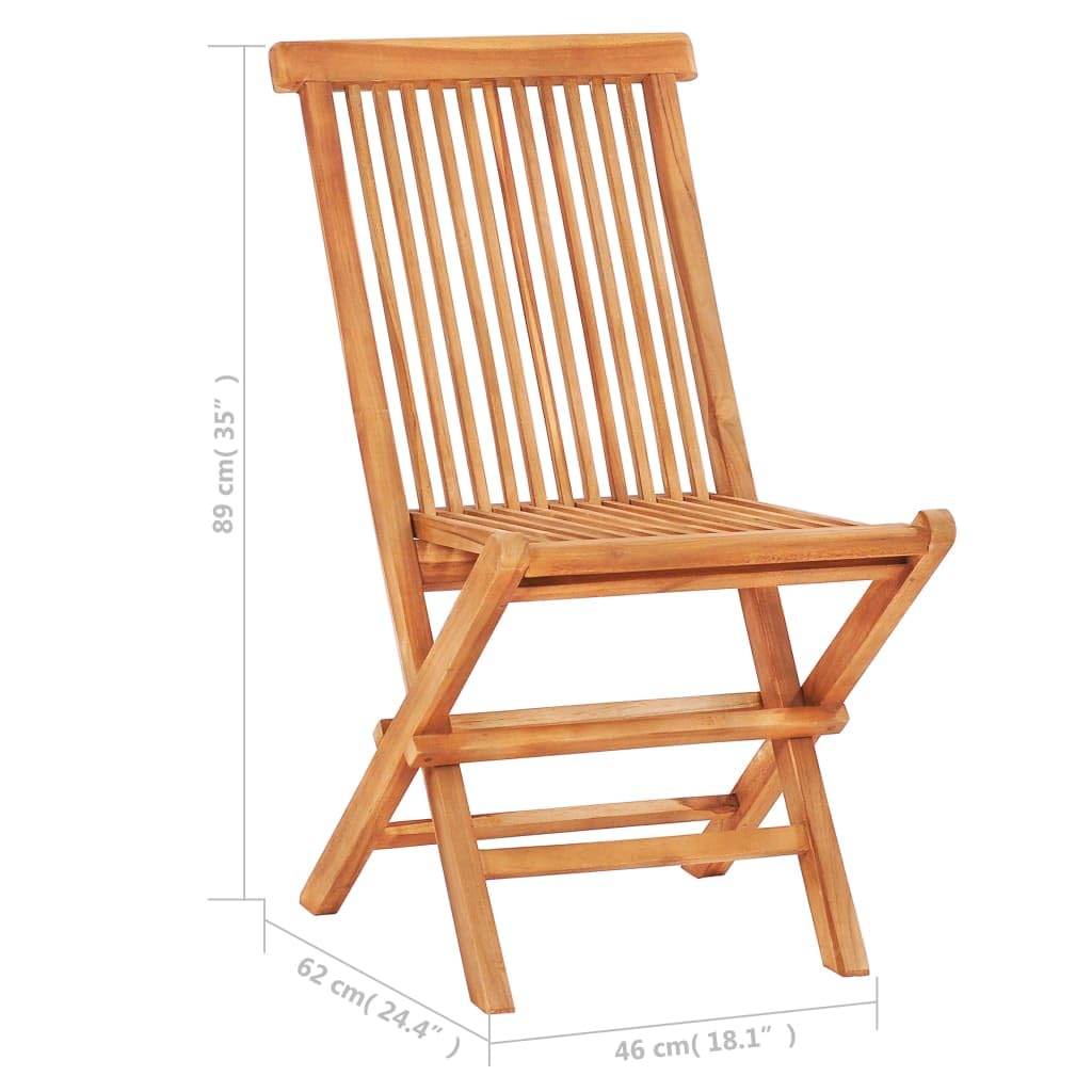 vidaXL 3-Piece Patio Bistro Set with Cushions - Folding Teak Wood Table & Chairs for Garden, Outdoor Conversation, Farmhouse Decor - Perfect for Backyard Relaxation & Entertaining
