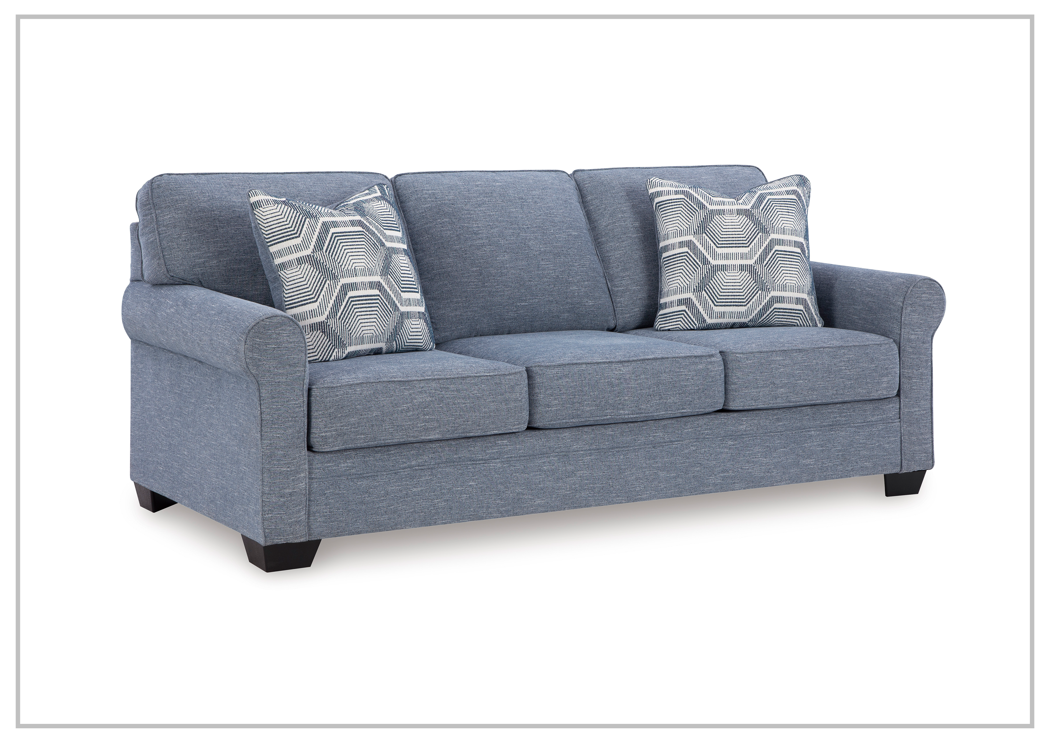 Gio Italia Como Bella Queen Sofa Sleeper - Denim Blue Convertible Sleeper Sofa Bed for Small Spaces | Perfect for Guest Rooms, Apartments & Living Rooms