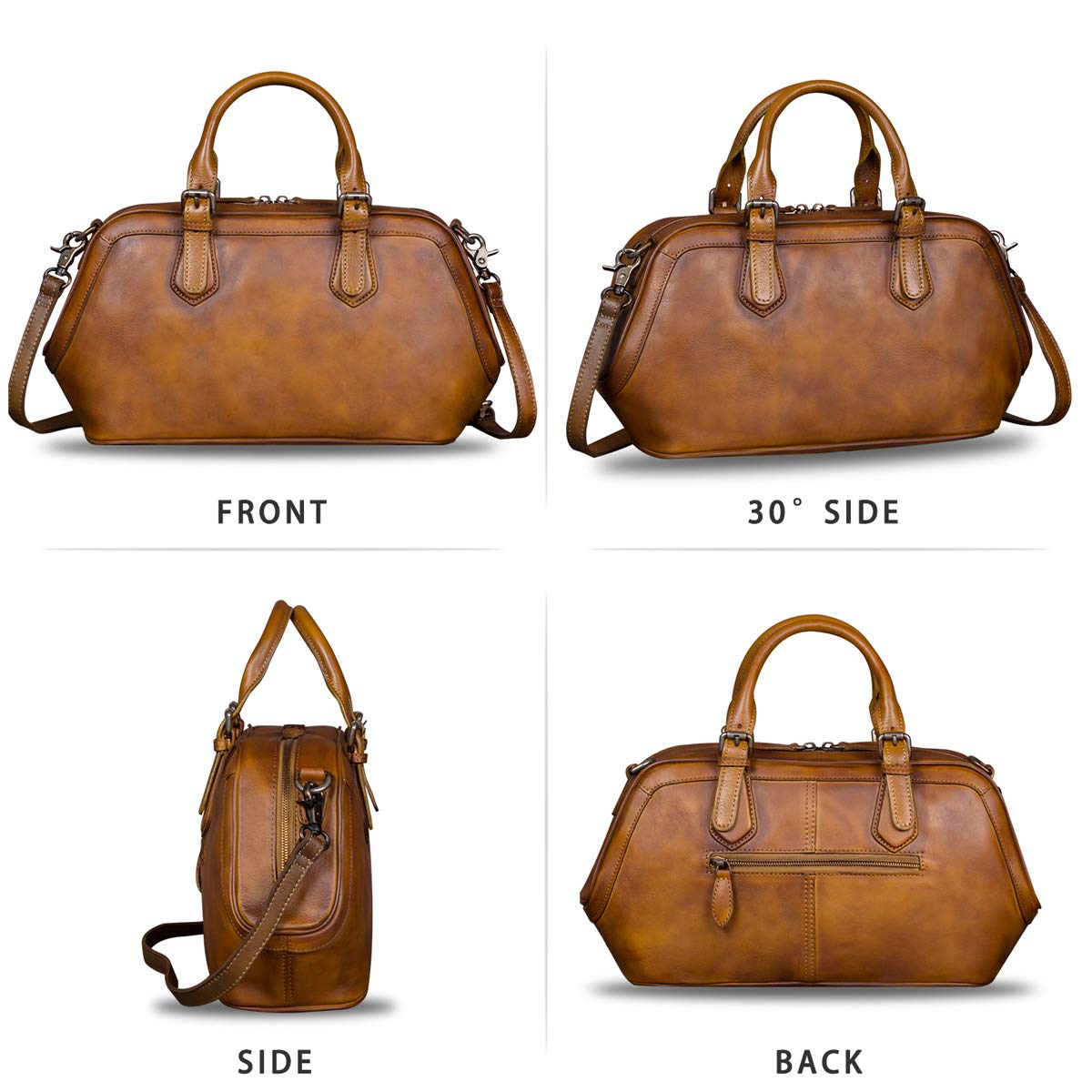 Genuine Leather Handbag for Women - Top Handle Satchel Purse with Adjustable Shoulder Strap - Fashionable & Handmade Leather Bag for Work, Travel & Everyday Use