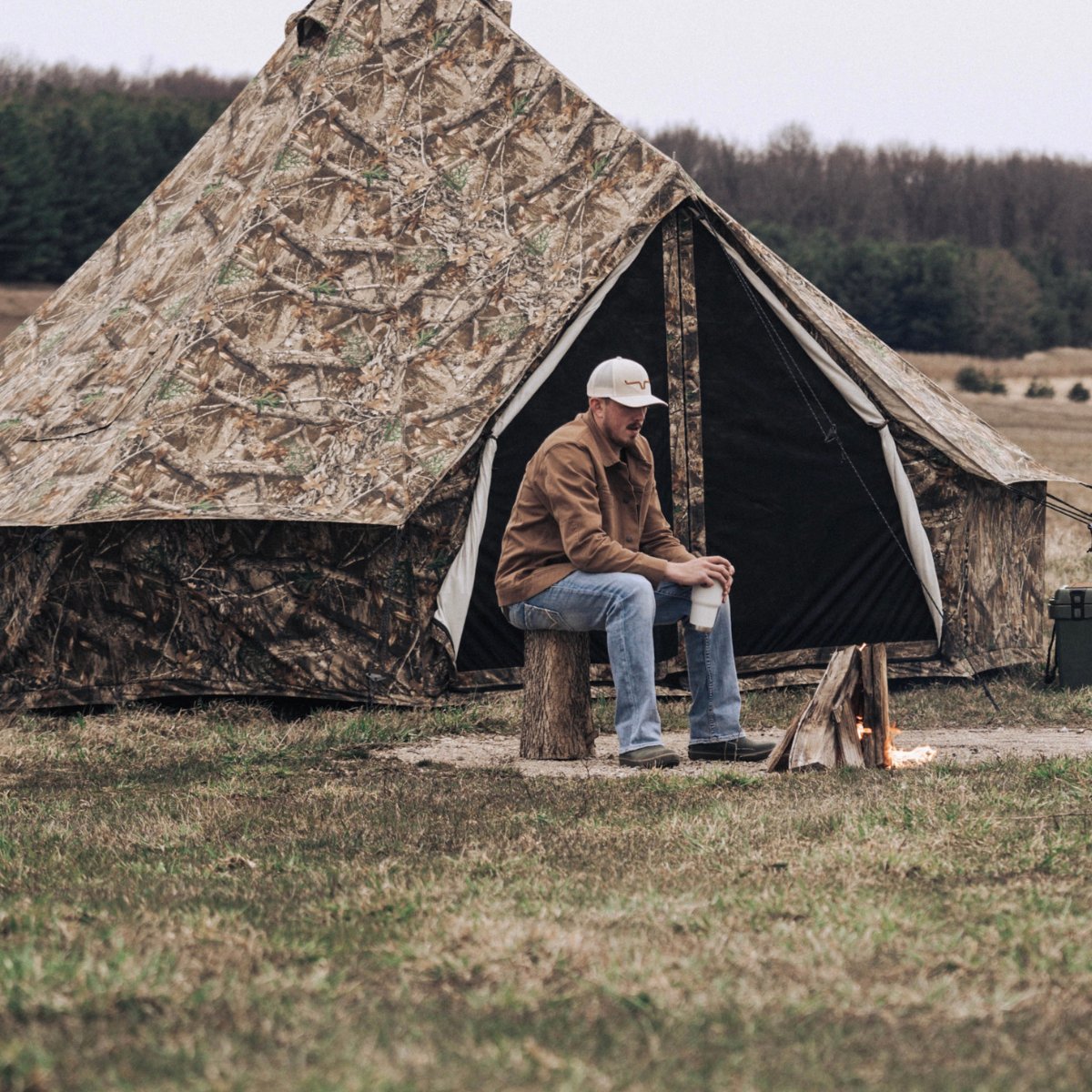 10' Regatta Bell Tent - Waterproof Canvas Camping Tent with Realtree Edge Camouflage - Perfect for Outdoor Adventures, Glamping, and Family Camping Trips