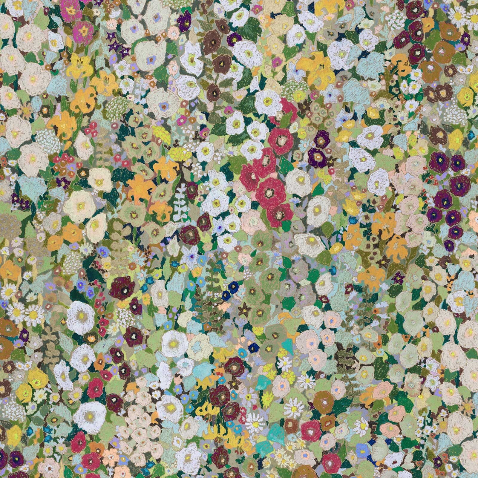 Hollyhocks Floral Wallpaper - Summer Design Sample for Home Decor & Living Room Accent