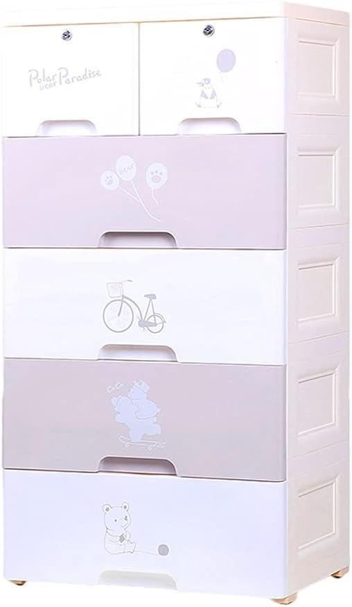 7-Layer Grey Plastic Storage Bins - Kids Wardrobe & Drawer Organizer for Home