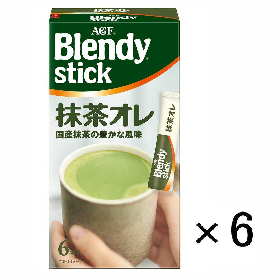 AGF Blendy Stick Matcha au Lait Green Tea Latte Powder (Pack of 6) - Instant Japanese Matcha Milk Tea for Home, Office & Travel