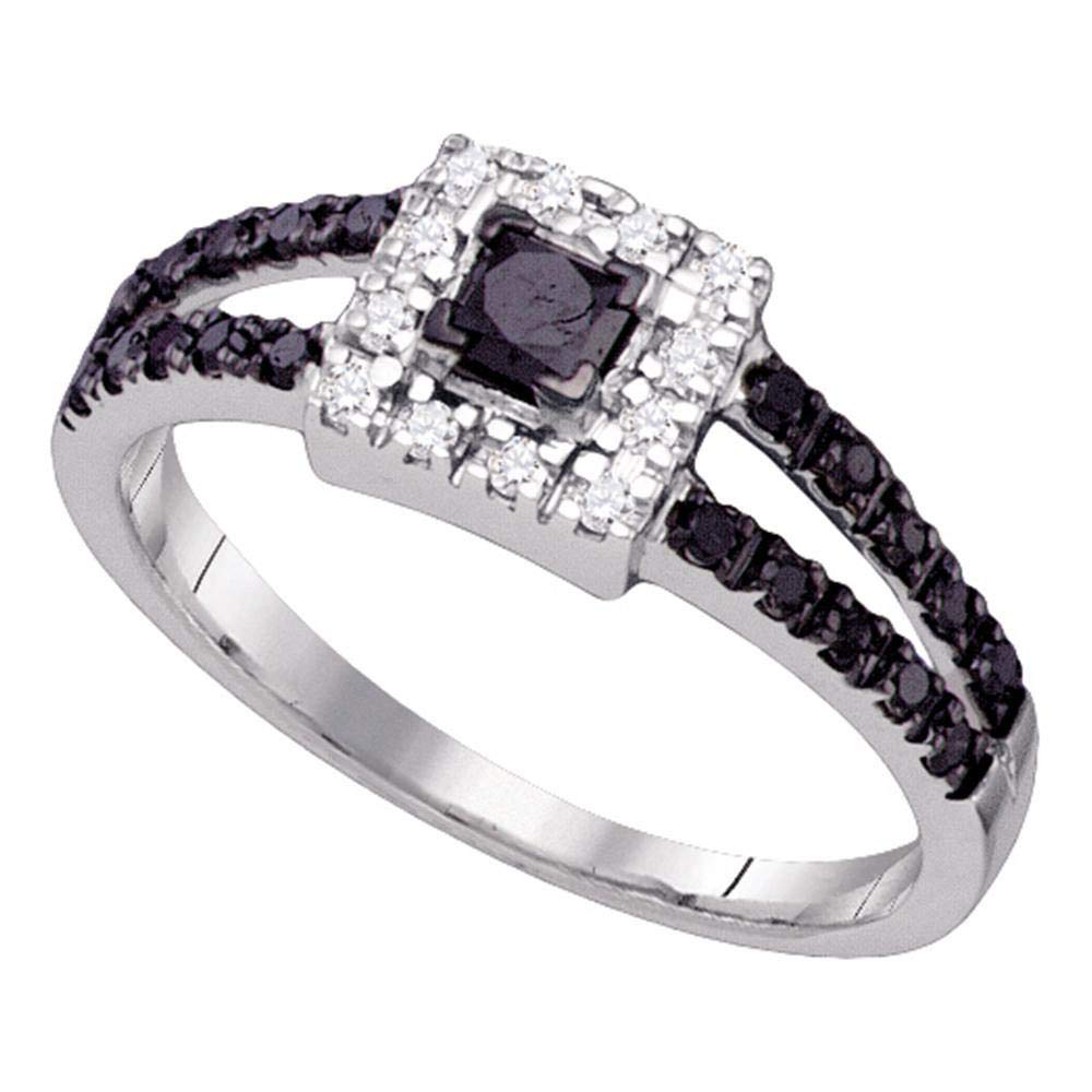 14K White Gold Princess Cut Black Enhanced Diamond Bridal Wedding Ring - 5/8 Cttw, Perfect for Engagement, Anniversary & Special Occasions