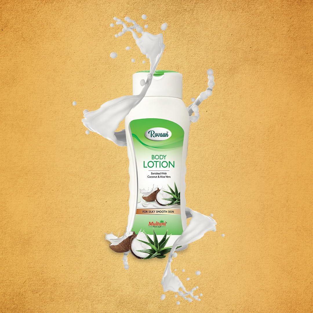 Nourishing Multani Rovaan Body Lotion with Shea Butter, Coconut & Aloe Vera | Deep Moisturizing Cream for Dry Skin | Skin Brightening & Hydrating Body Milk for All Seasons | 200ml | Perfect for Daily Skincare Routine & Post-Shower Hydration