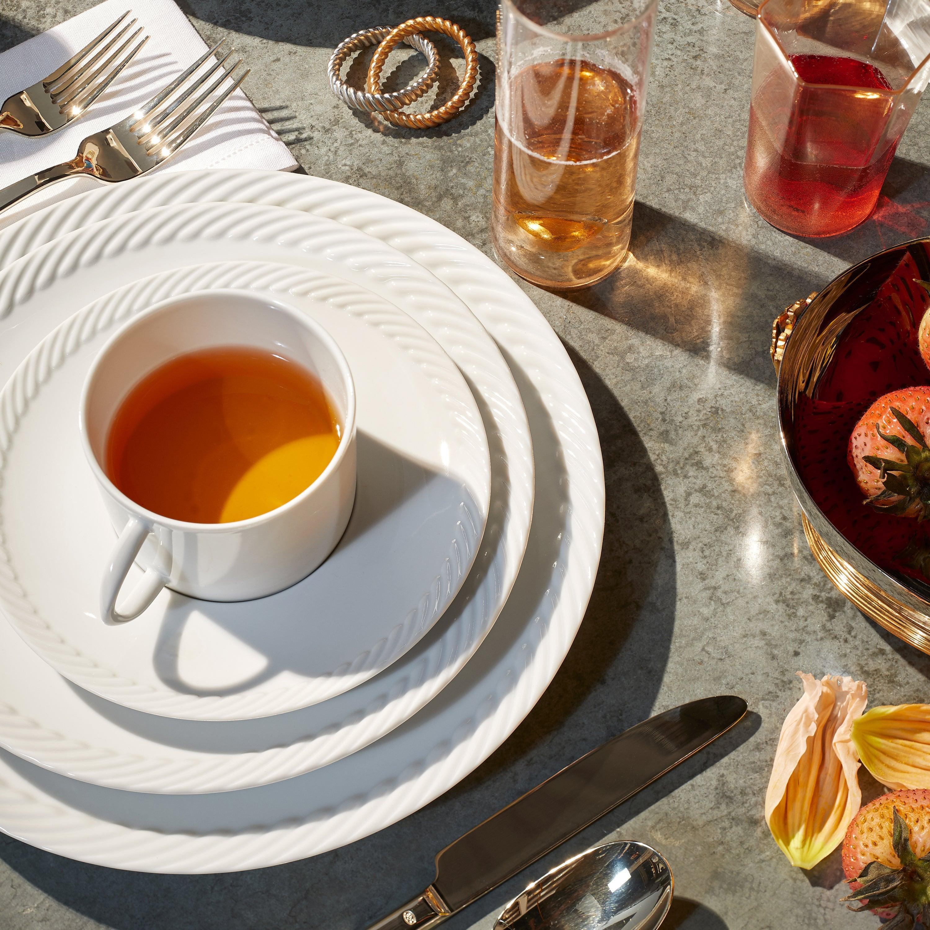 White Ceramic Saucer Plate - Elegant Small Dishes for Desserts, Appetizers & Tea Time - Perfect for Home, Cafe & Restaurant Use