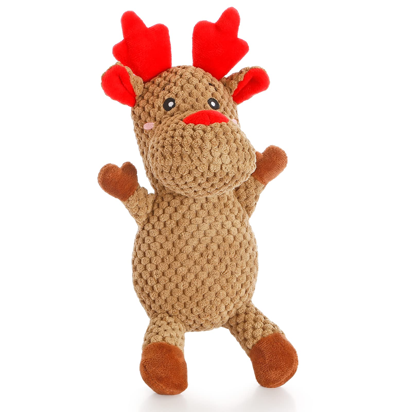 Senneny Christmas Dog Toys - Reindeer Stuffed Squeaky Plush Chew Toys for Small & Medium Dogs | Interactive Durable Puppy Toy for Holiday Playtime & Training