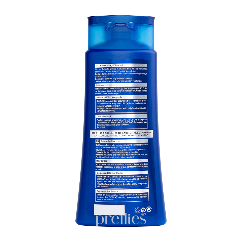 Bioblas Menthol & B19 Shampoo for Men - Anti Dandruff & Hair Loss Treatment - 12oz (360ml) - Refreshing Scalp Care for Daily Use & Styling Support