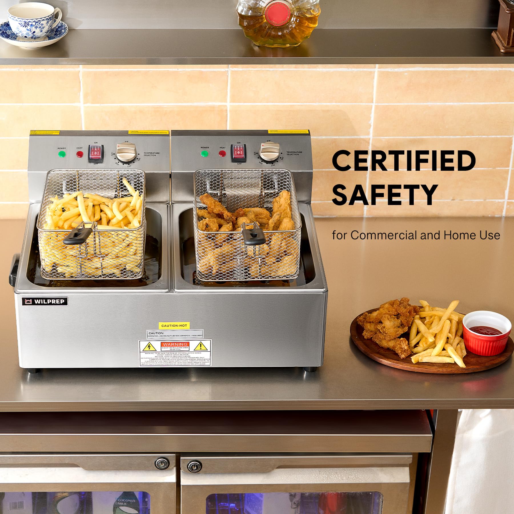 1600W Commercial Electric Deep Fryer - 20 lb Capacity, Dual Oil Tanks with Baskets, Adjustable Temperature Control - Stainless Steel Countertop Fryer (ETL Certified) - Perfect for Restaurants, Food Trucks & Home Kitchen Use