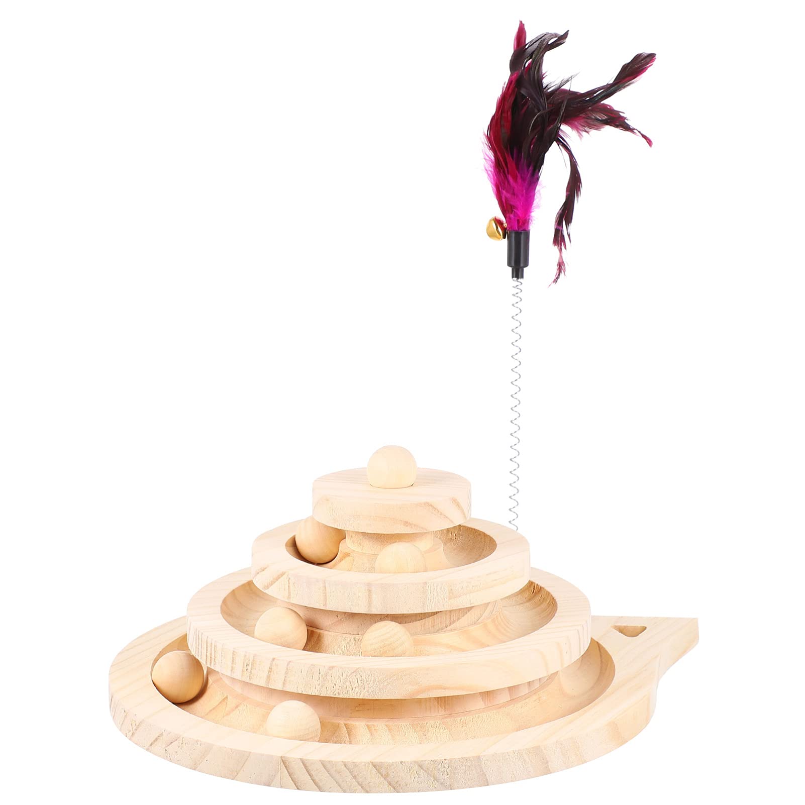 Balacoo Interactive Cat Toys Set - Turntable Windmill, Track Ball & Puzzle Circle Teaser for Kittens - Wooden Pet Toys for Indoor Play & Mental Stimulation