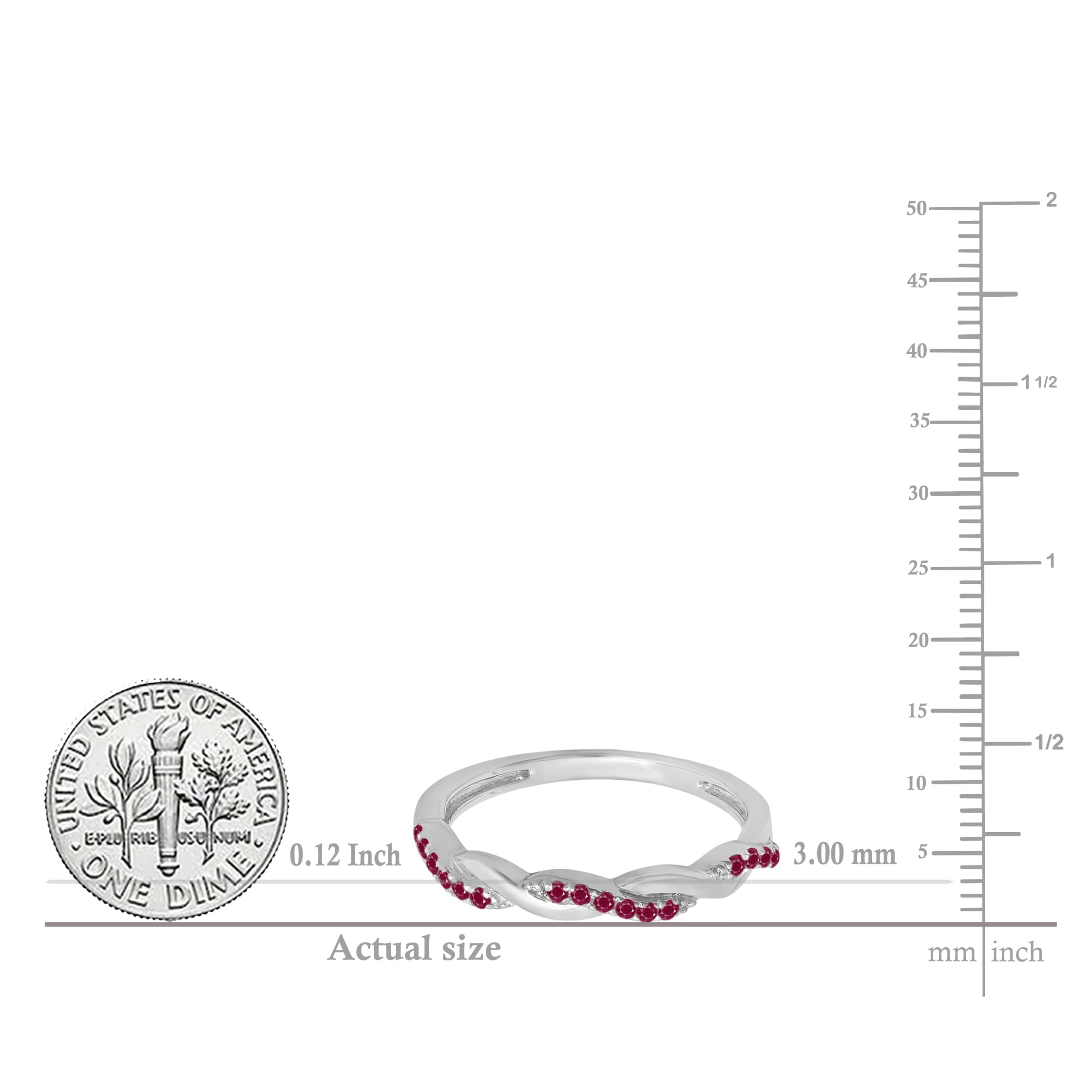 Dazzlingrock Collection Ruby & Diamond Ladies Swirl Stackable Wedding Band Ring - Sterling Silver Anniversary Jewelry for Women - Perfect for Engagements, Anniversaries & Special Occasions