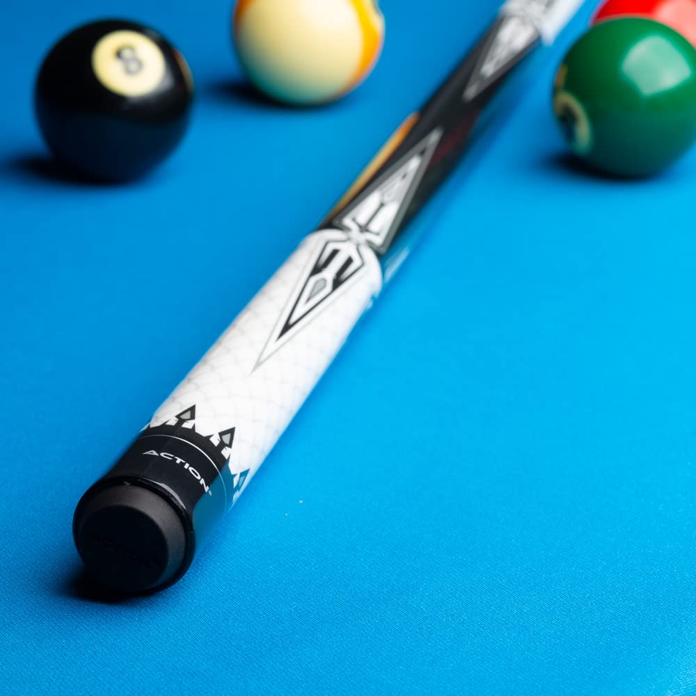 Premium Black & White Billiards Pool Cue Stick with Crown Points - Professional Tournament & Home Game Accessory for Players & Collectors