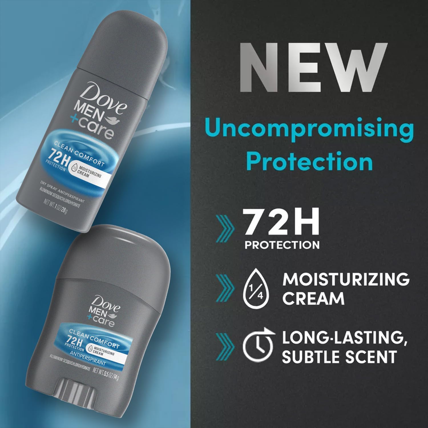 Dove Men+Care Clean Comfort Travel Antiperspirant Deodorant Set - 72 Hour Protection, 4-Piece (Spray + Stick) for Active Men - Gym, Work, Travel & Everyday Freshness