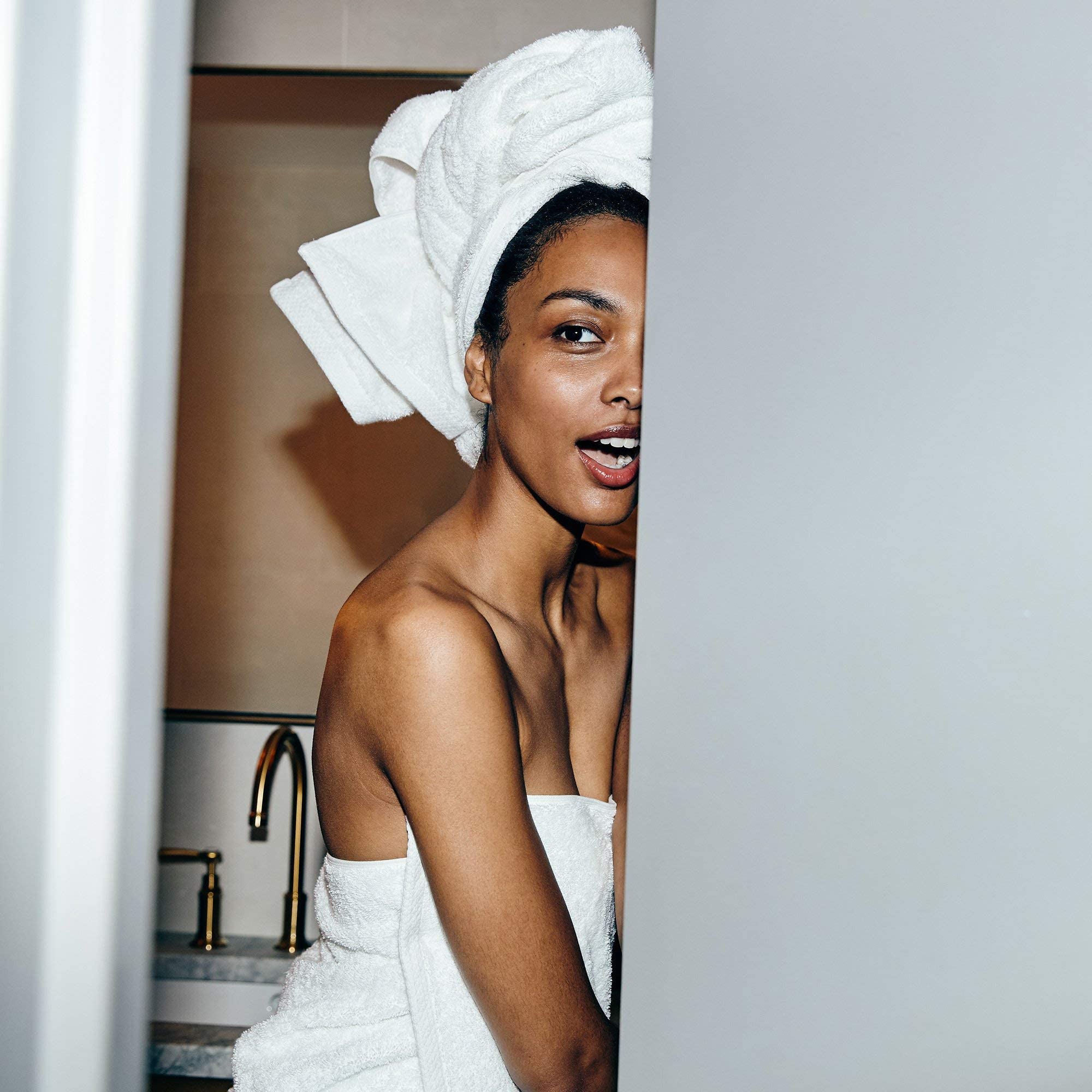 H by Frette Luxury 100% Cotton Bath Towel Set of 2 - Premium All-White Bath Linens (27
