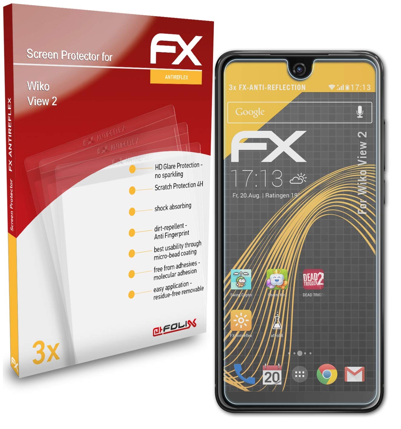 Wiko View 2 Screen Protector (3-Pack) - Anti-Glare & Shock-Absorbing Tempered Glass Film - Perfect for Outdoor Use and Drop Protection
