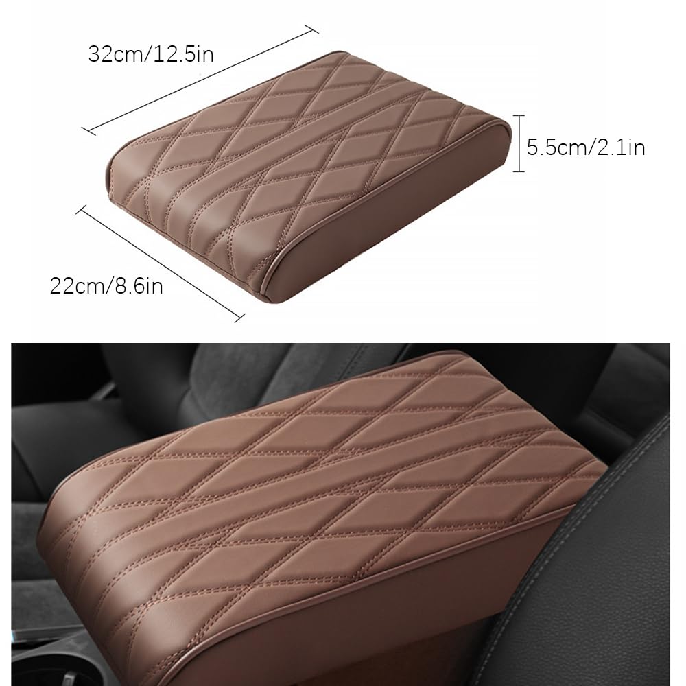 Premium Leather Car Armrest Cover with Memory Foam Padding - Universal Waterproof Center Console Protector for SUV, Truck & Sedan - Comfort Upgrade for Long Drives & Daily Commutes (Black)