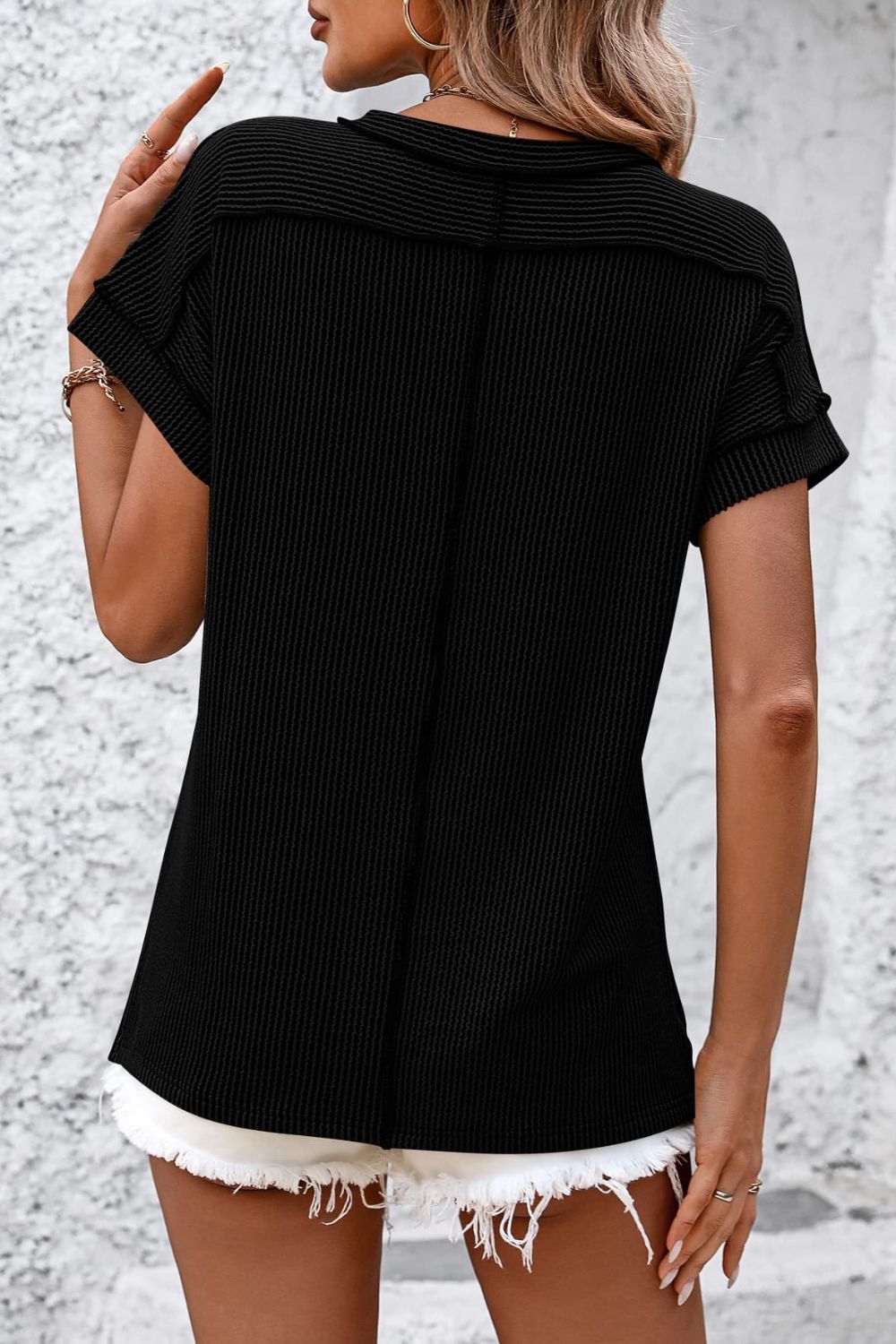 Mandy Striped Round Neck Short Sleeve T-Shirt for Women - Casual Summer Tee for Outfits, Beach & Everyday Wear