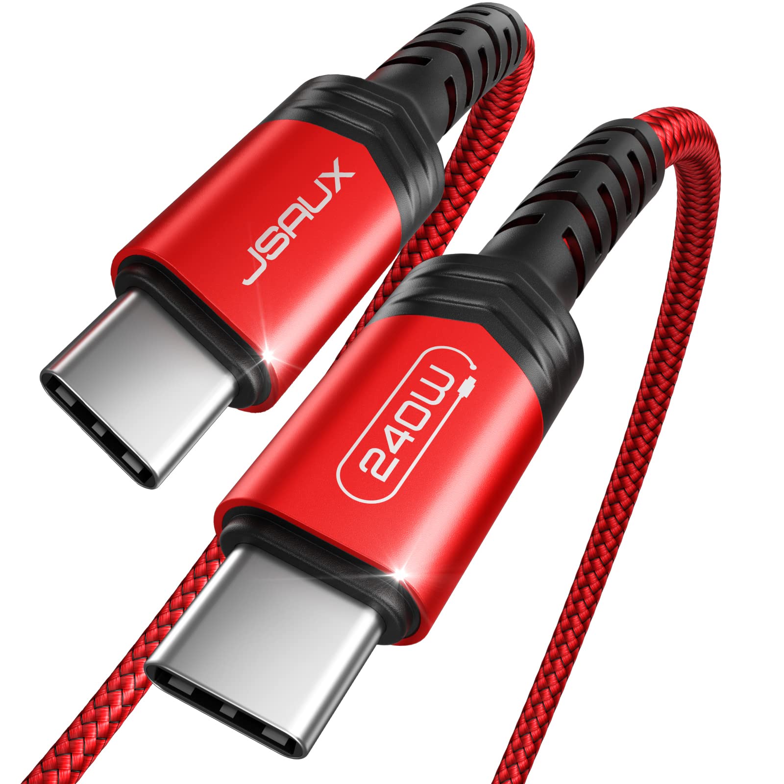 JSAUX 240W USB C to USB C Fast Charging Cable [2-Pack 6.6FT & 10FT] - Type C Charger Cord Compatible with MacBook Pro/Air, iPad Pro, Dell XPS, Samsung Galaxy S23/S22, Google Pixel - Perfect for Home, Office & Travel Charging Needs