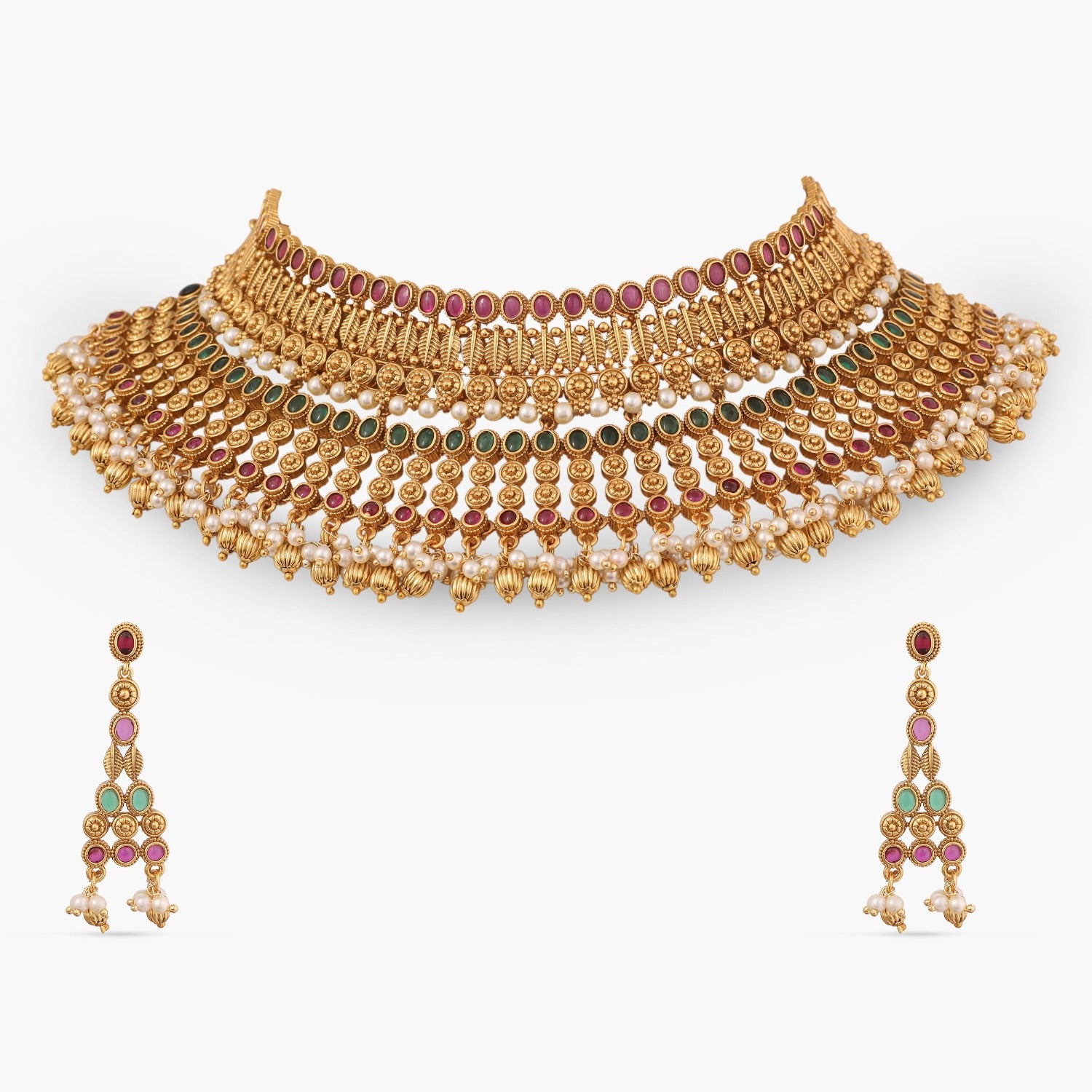 Empress Antique Choker Set - Vintage Style Necklace & Earrings Jewelry Set for Women | Perfect for Weddings, Parties & Special Occasions