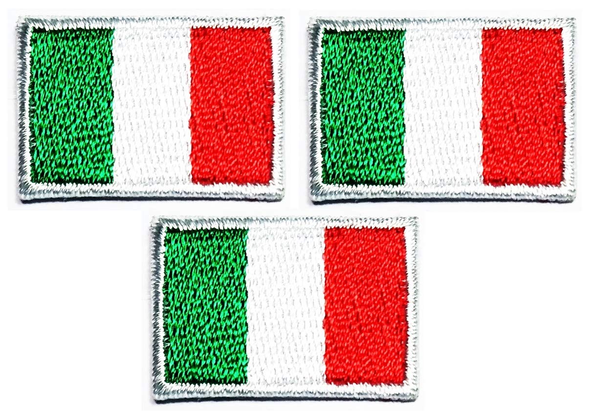 Umama Set of 3 Mini Italy Flag Iron-On Patches - Embroidered Fabric Appliques for DIY Crafts, Jackets, Backpacks & Needlework Projects | Country Flag Stickers for Machine Embroidery & World Culture Enthusiasts