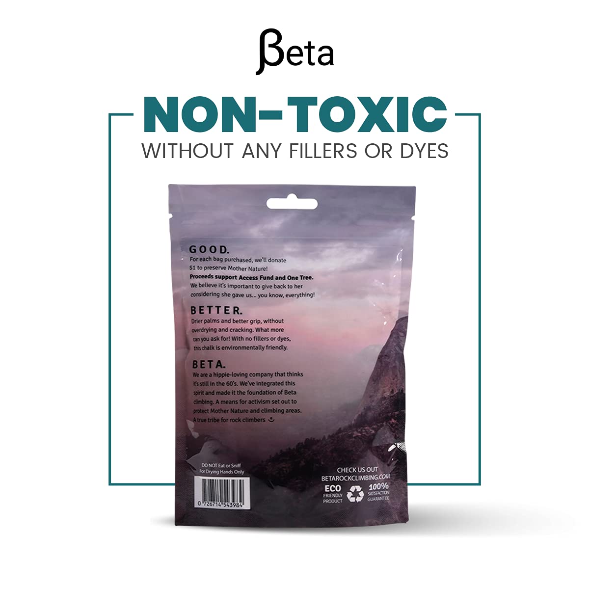 Premium Beta Rock Climbing Chalk - 100% Magnesium Carbonate Heat-Treated Loose Powder for Maximum Grip | Strongest Climbing Chalk for Bouldering, Gym & Outdoor Climbing | Eco-Friendly & Profits Donated to Charity