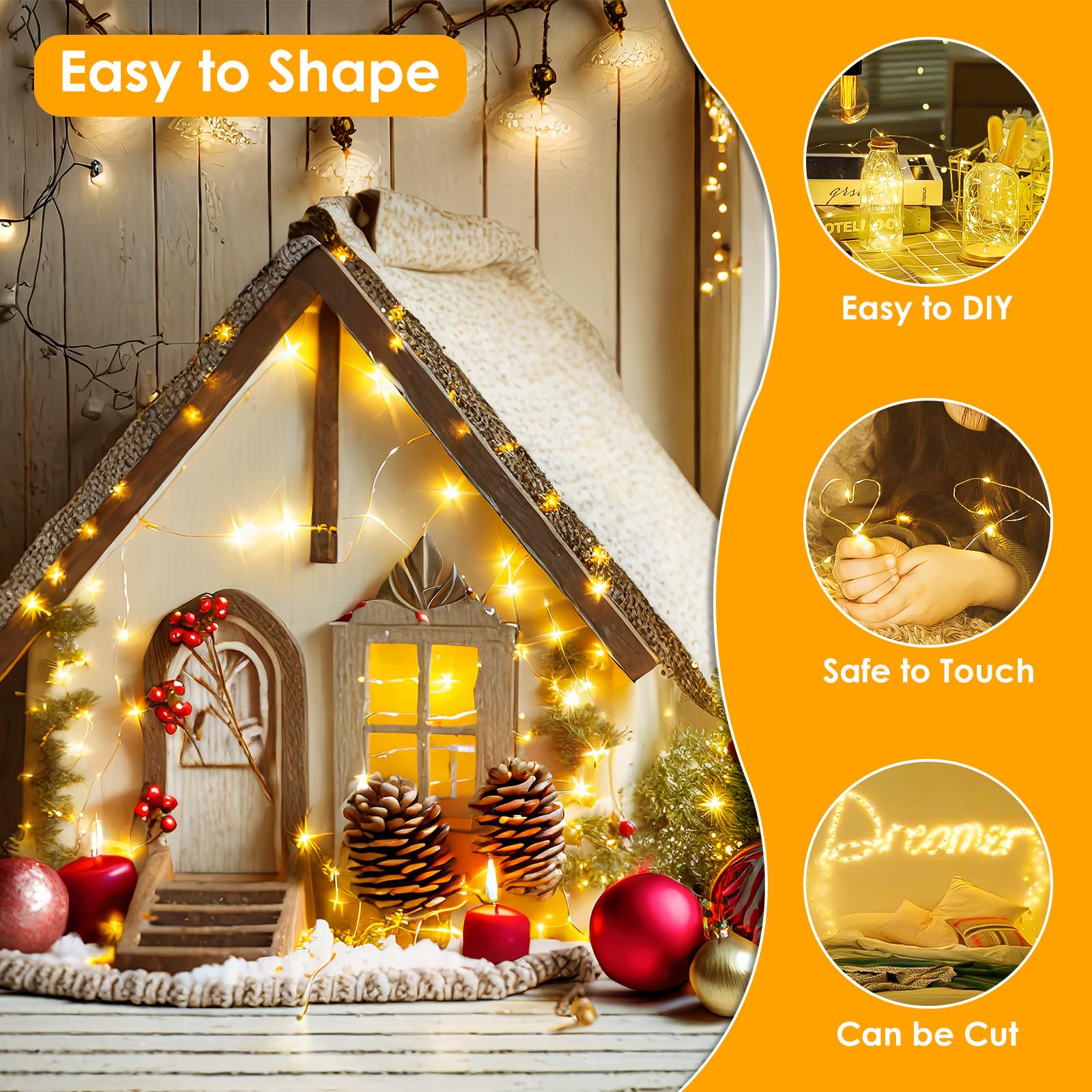 200 LED Fairy Lights 66Ft Waterproof String Lights - 8 Modes with Timer, Warm White Christmas Lights for Indoor & Outdoor Use | Perfect for Bedroom Decor, Garden Party, Girl's Room & Holiday Decorations