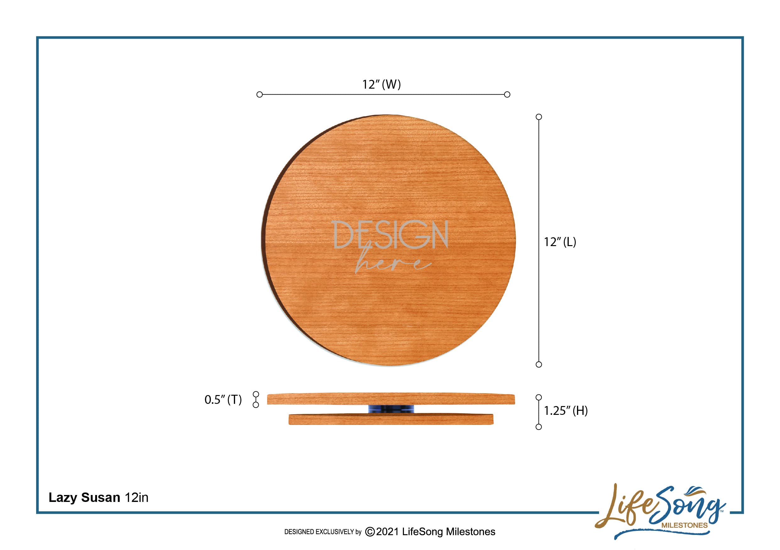 LifeSong Milestones 12 Inch Wooden Lazy Susan Turntable - Engraved Decorative Serving Tray for Dining Table, Kitchen & Home Decor | Perfect for Family Gatherings, Dinner Parties & Everyday Use (Home Sweet Home Design)