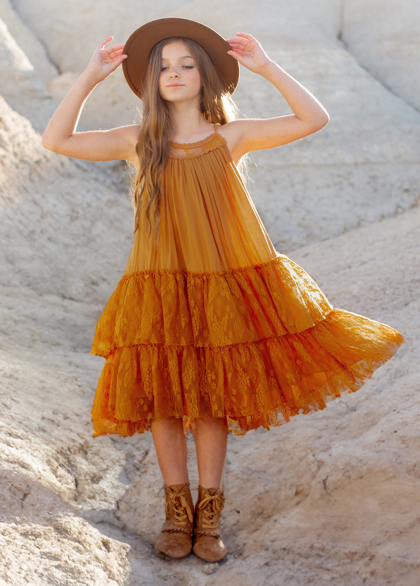 Elegant Catrina Dress in Marigold - Mexican Day of the Dead Inspired Floral Maxi Dress for Women | Perfect for Halloween, Dia de los Muertos Celebrations & Festive Occasions