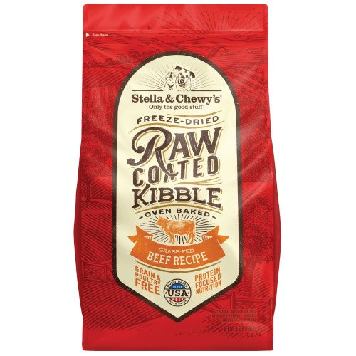 Stella & Chewy's Freeze-Dried Raw Coated Baked Kibble Dog Food - Beef Recipe | Grain-Free, High-Protein Dry Dog Food for All Life Stages | Perfect for Active Dogs & Training Treats (2 Size Options)
