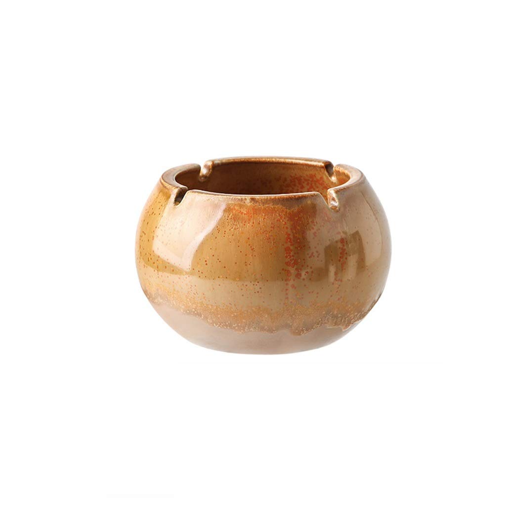 Windproof Ceramic Ashtray with Lid - Elegant Home & Office Decor, Desktop Decorative Gift for Smokers (Yellow) | Perfect for Indoor Use, Patios, and Outdoor Gatherings