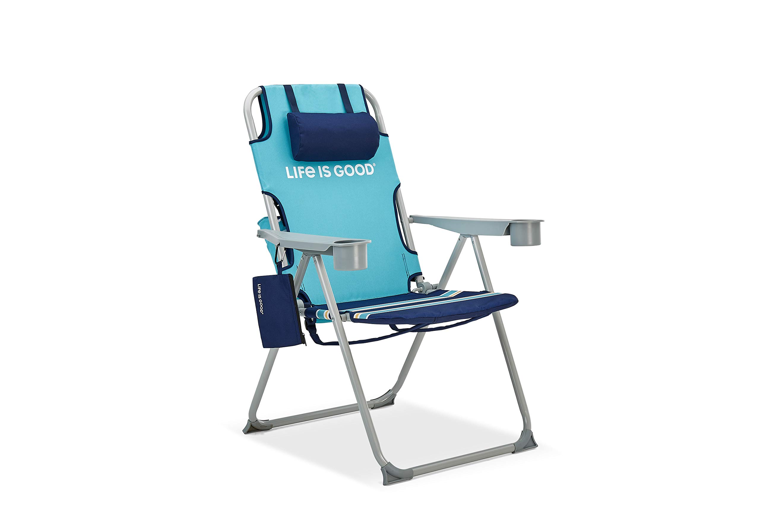 Life is Good LIGTCC-BT-1PK Tall Blue Turtle Backpack Lawn Chair - Portable Folding Camping Chair for Beach, Picnic, Outdoor Concerts & Backyard Relaxation