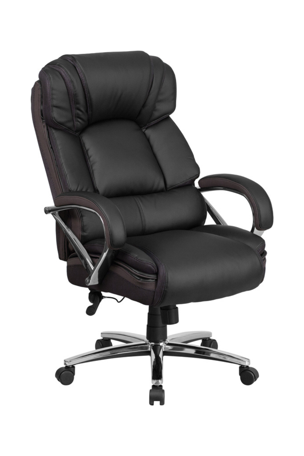 Hercules Series Big & Tall 500 lb Capacity Executive Office Chair - Black Leather/Fabric Swivel Ergonomic Chair with Chrome Base & Adjustable Arms | Perfect for Heavy Duty Home & Office Workspaces