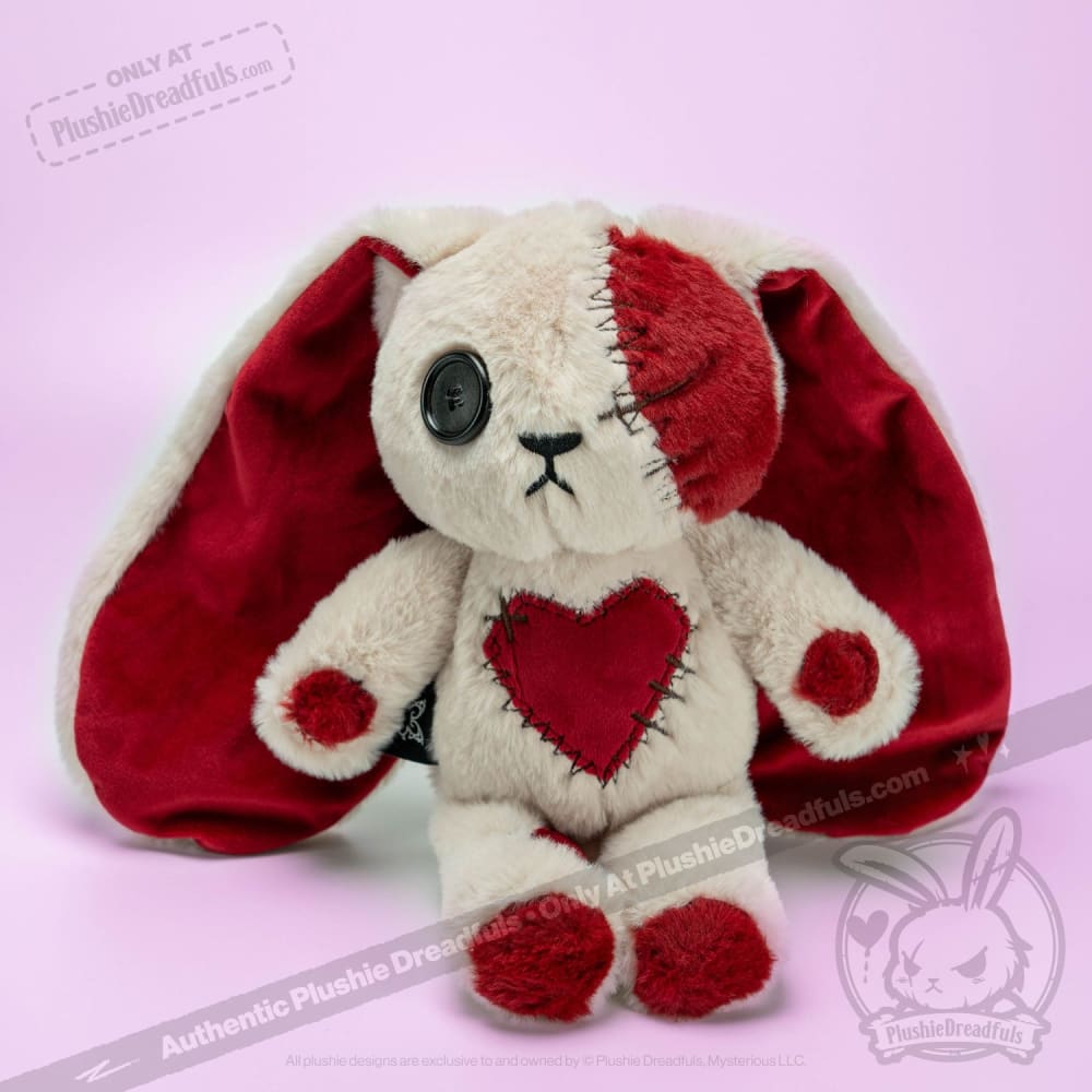 Plushie Dreadfuls Love Rabbit Stuffed Animal - Soft Cuddly Bunny Plush Toy for Kids, Valentine's Gift, Anxiety Relief & Bedroom Decor