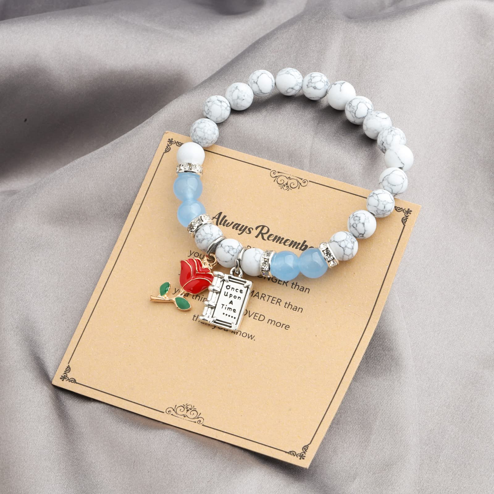 MYOSPARK Beauty and the Beast Belle Rose Inspired Bracelet - Princess Jewelry Gift for Women & Girls - Perfect for Movie Fans, Cosplay, and Special Occasions
