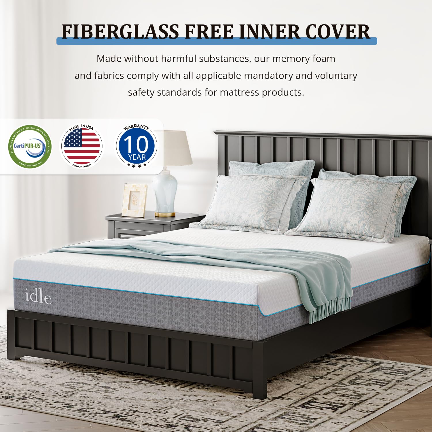 12 Inch Twin XL Cooling Gel Memory Foam Mattress - Fiberglass Free, Medium Firm for Back Pain Relief - CertiPUR-US Certified (38