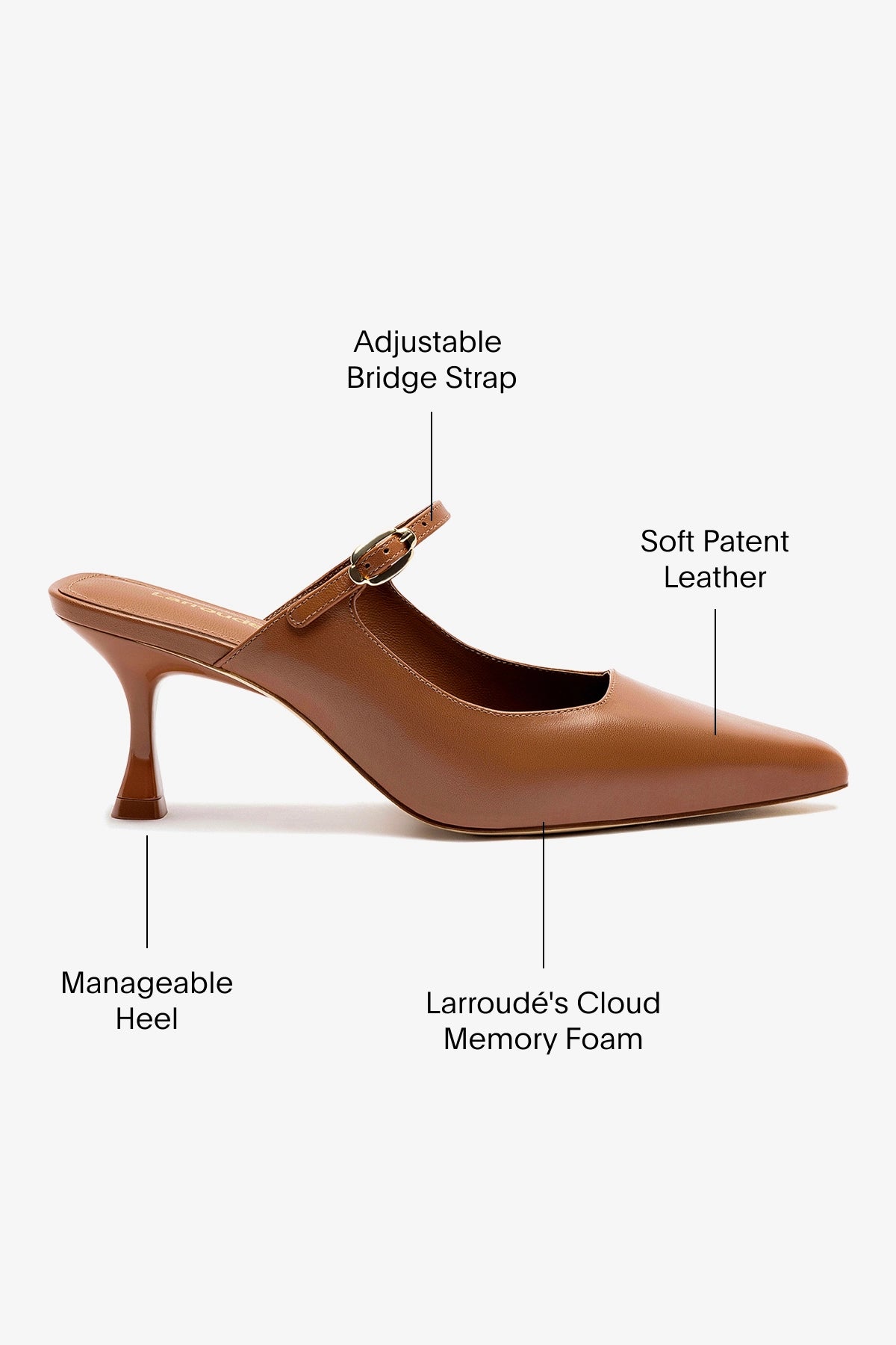 Ines Mule Shoes in Caramel Leather - Comfortable Women's Slip-On Loafers for Office, Casual & Travel Wear