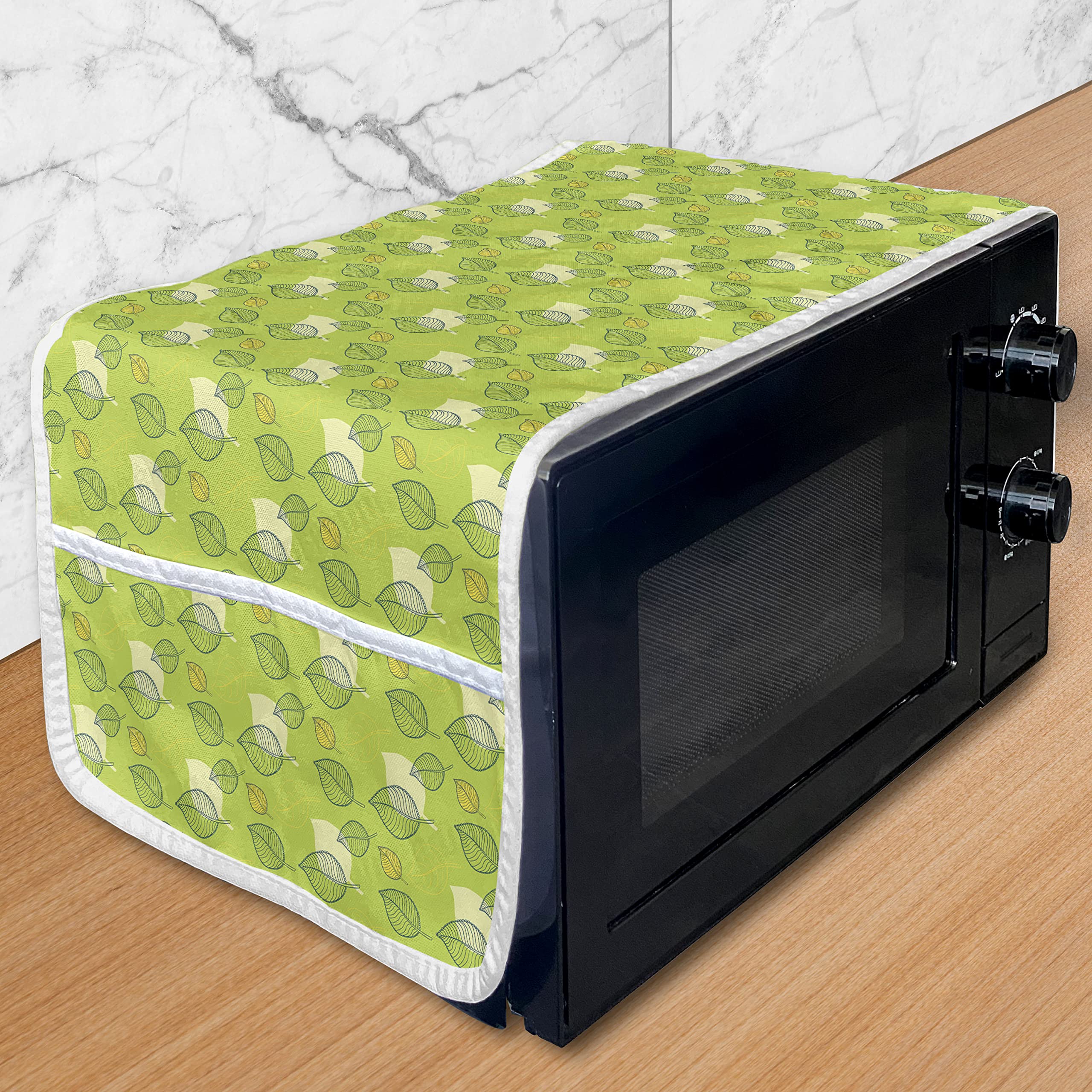 Ambesonne Green Microwave Oven Cover - Waterproof Kitchen Organizer with Pockets, 36