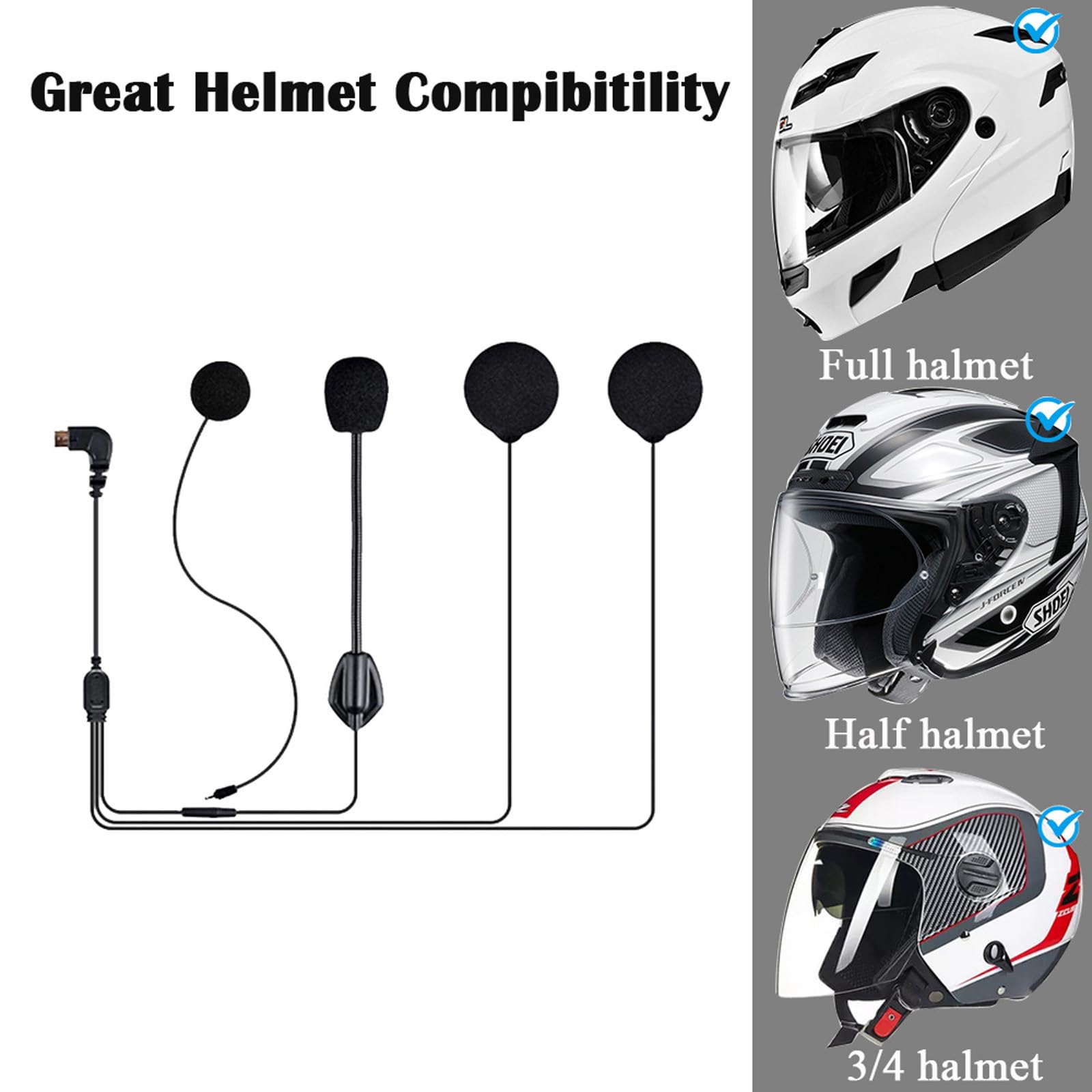 FreedConn Motorcycle Bluetooth Intercom Headset with Microphone - Compatible with TCOM VB & TCOM SC TMAX Helmets, 0.5m Micro USB 5-Pin Interface - Perfect for Group Riding, GPS Navigation & Hands-Free Communication