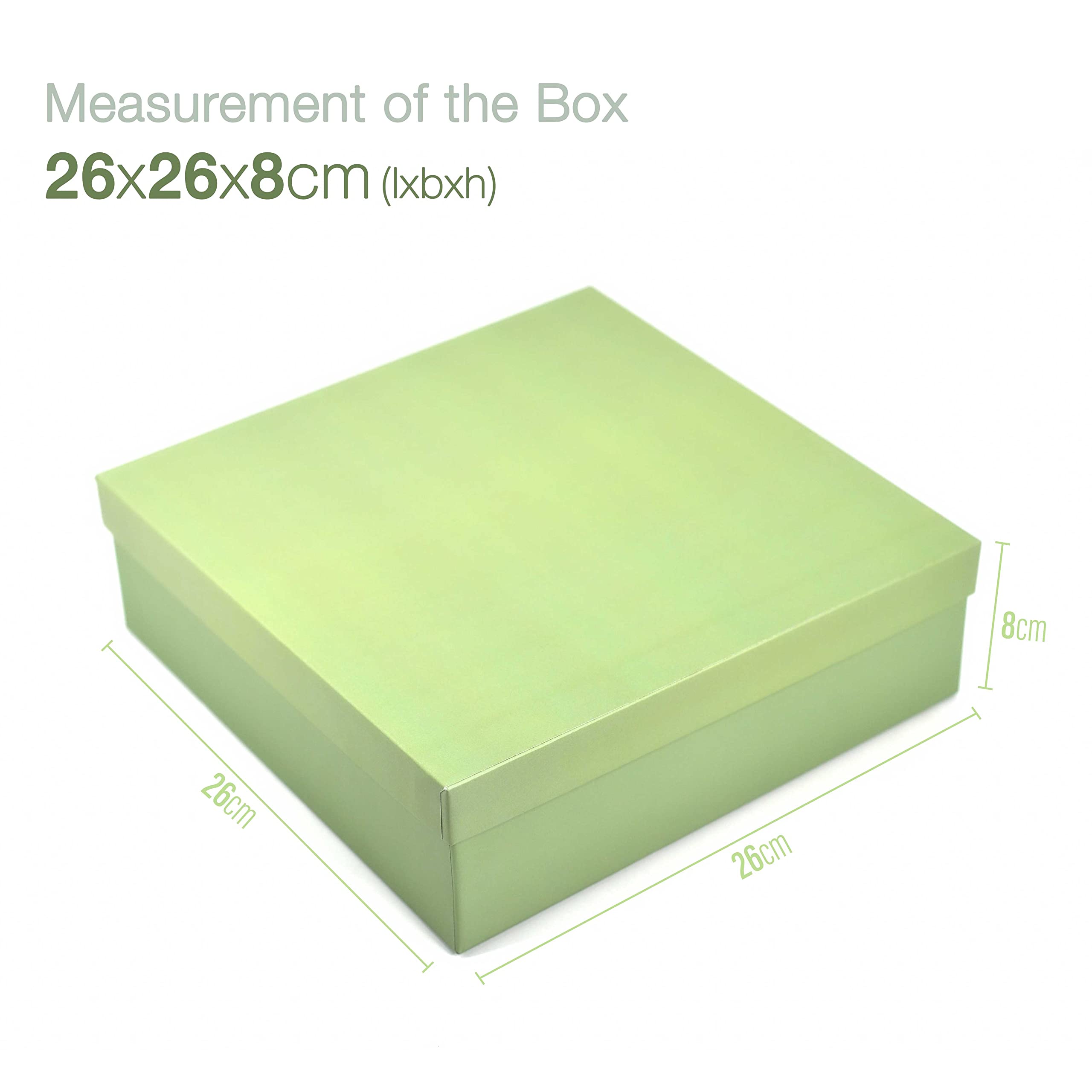 Premium Rigid Gift Boxes for Packaging - 26x26x8cm Medium Empty Cardboard Hamper Box (1 Pack, Solid Green) - Perfect for Wedding Favors, Birthday Gifts & Corporate Packaging