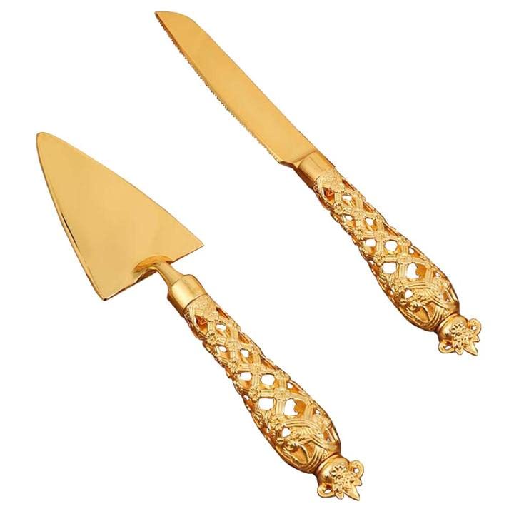Elegant 2-Piece Wedding Cake Knife and Server Set - Stainless Steel Cake Cutter Gift Set for Bridal Showers, Anniversaries & Special Occasions