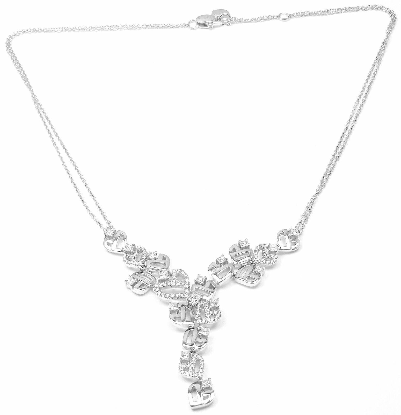 Authentic Damiani 18k White Gold Diamond Drop Necklace for Women | Elegant Pendant Jewelry Gift for Anniversary, Wedding & Special Occasions